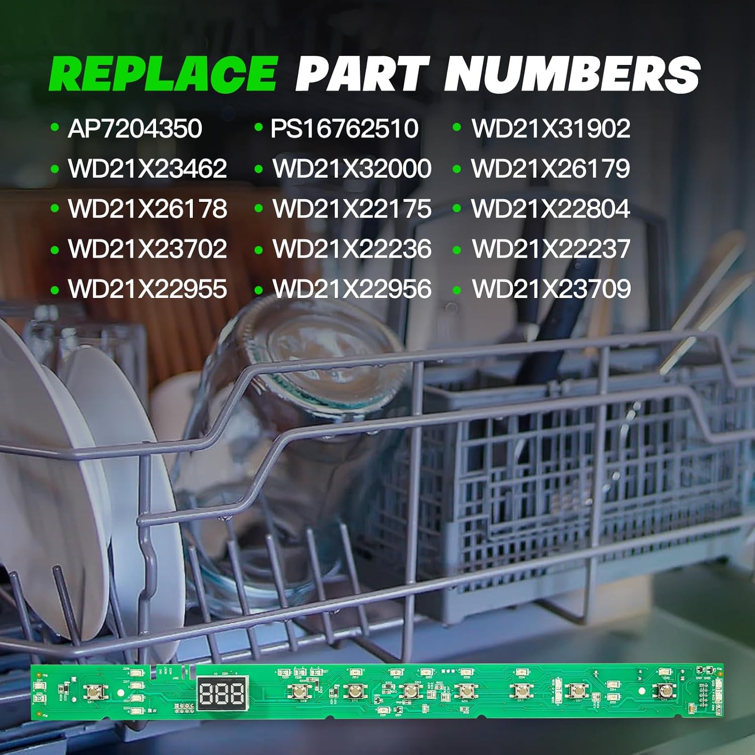 LEAPTREND WD21X23462 Dishwasher Electronic Control Board, Dishwasher User Interface, Compatible with GE GDT695SBL2TS GDT695SBL3TS GDT695SBL4TS Dishwasher, Replace WD21X31902 WD21X31902C WD21X32000
