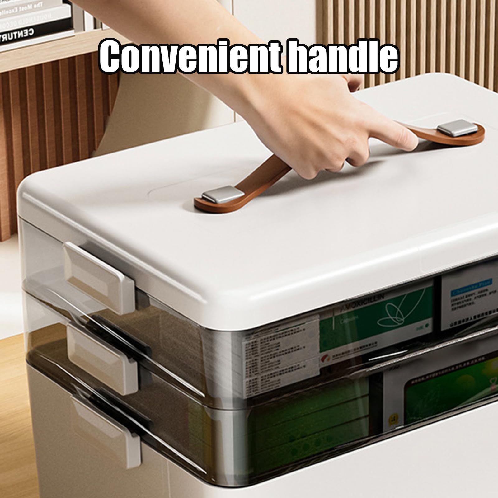 Porta Medicine a 3 Livelli – Organizer Medicinali da Casa, Scatola Medicinali Grande con 28 Scomparti, Contenitore per Medicinali con Maniglia, per Famiglia, Ufficio, Scuola e Viaggio