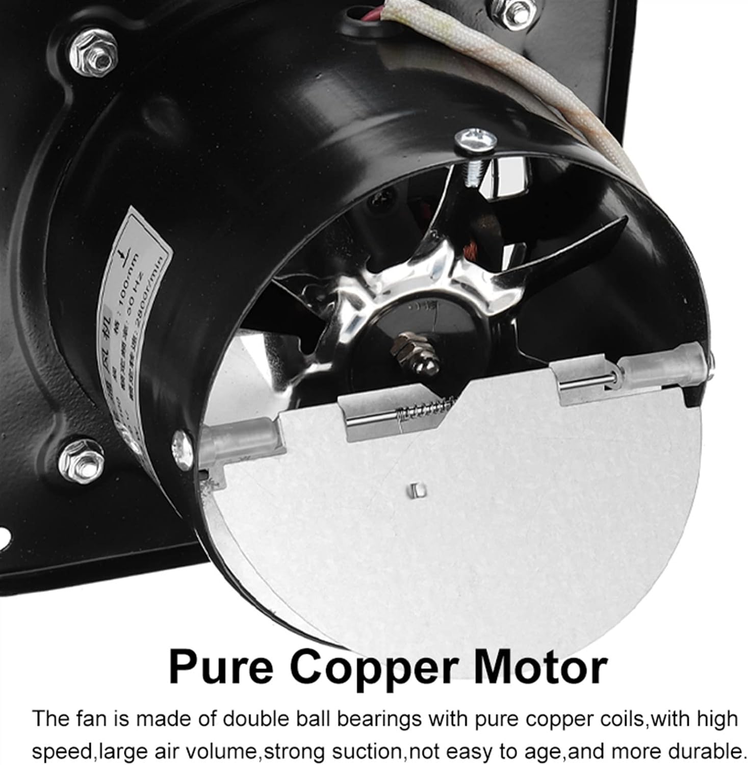 Ventilation Fan 4/6/8Inch Extractor Ventilation Fan Square Metal Exhaust Fan High Speed Bathroom Kitchen Toilet Air Vent Wall Fan Air Extractor ventilating Fan(Color:US,Size:6 inch)