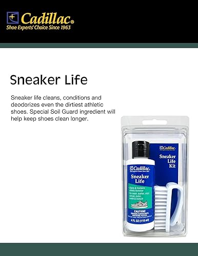 Miniatura 3 de Cadillac Sneaker Life - Kit de limpieza de zapatos atléticos - Limpiador premium + cepillo para blancos, gamuza, cuero, lona, botas de nobuck y más,