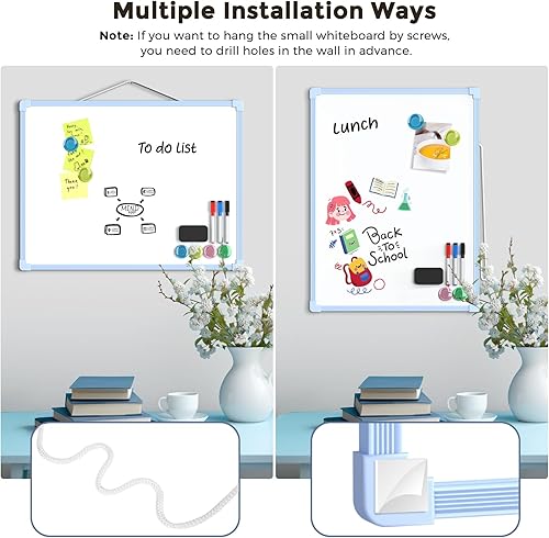 Vista 45 de MaxGear Pizarra blanca colgante de doble cara para pared, pizarra blanca colgante de 16 x 12 pulgadas, pequeña pizarra blanca de borrado en seco