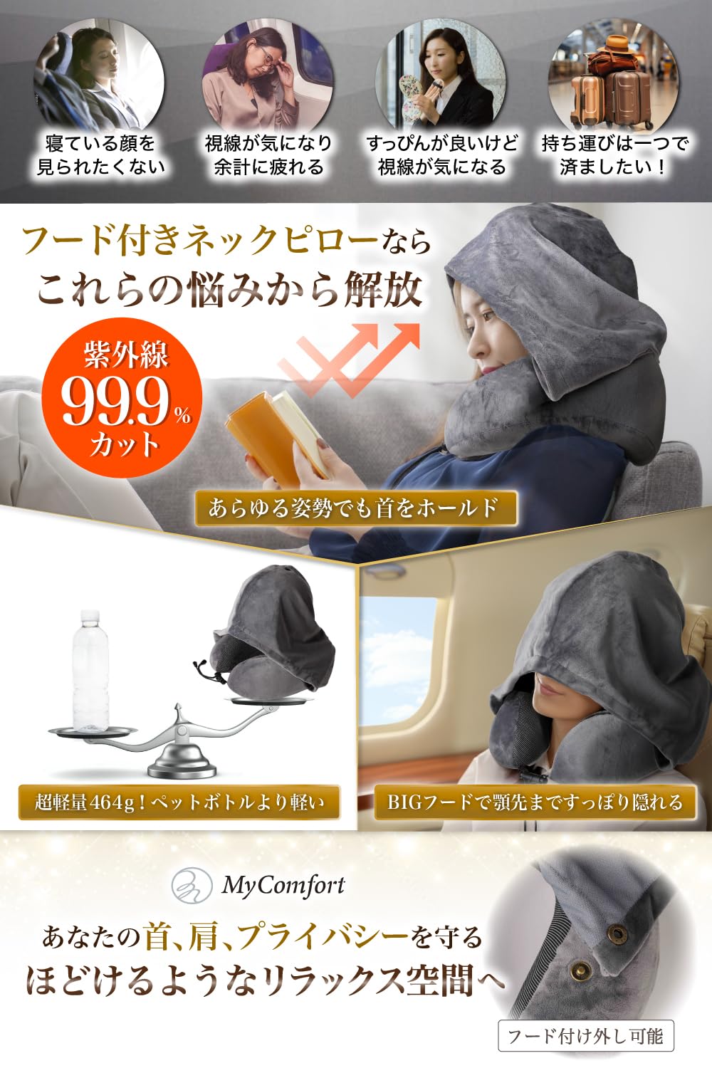 Amazon｜【あらゆる姿勢に対応x首フィット構造】 ネックピロー 飛行機