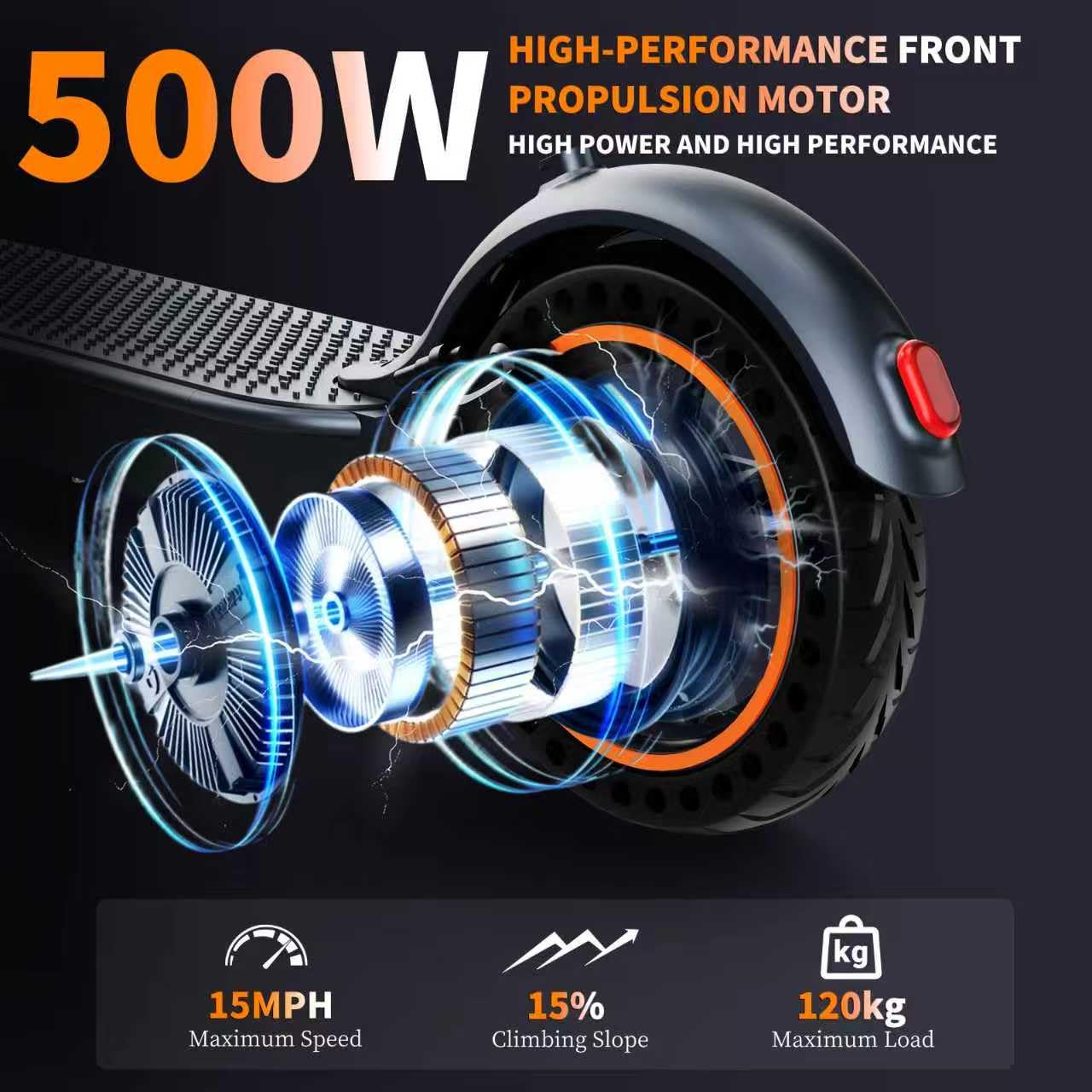QnQ Trottinettes Électriques Adulte, 2026 Trottinette Pliable 8,5", Moteur 500W/25KM/H Autonomie 30KM, Pneus Nid d'abeille Increvables, Contrôle Via APP et Affichage LED,Batterie 36V 10.4Ah, Max 120kg