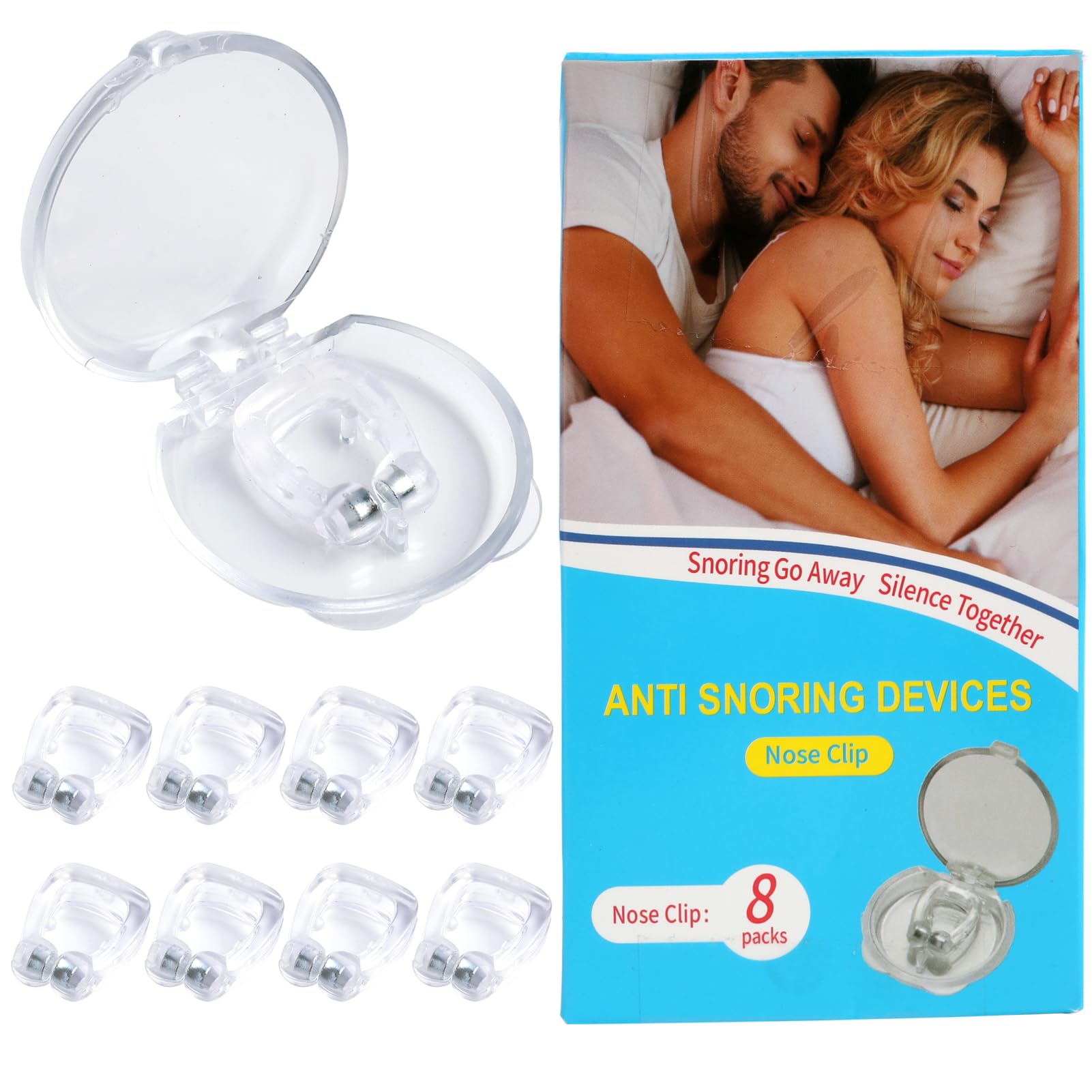 8 Dilatadores Nasales Antirronquidos Reutilizables, Dilatador Nasal Magnético en Silicona, Antirronquidos para Dormir, Clips Nasales Invisibles para Hombre y Mujer, Solución para Ronquidos