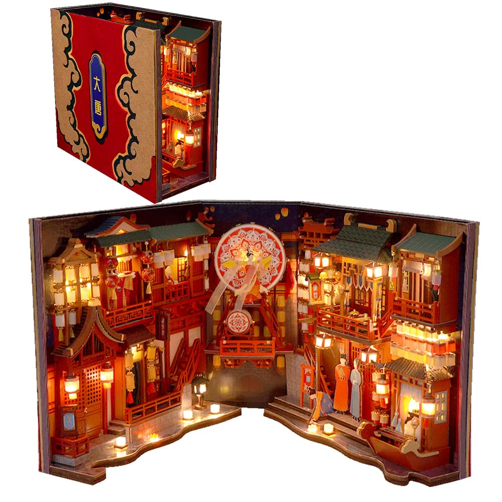 TOPBSFARNY Kit De Bricolage Book Nook : Puzzle 3D En Bois Pour Coin De Livre, Maison Miniature Avec Meubles - Artisanat Créatif Pour Adultes Et Collectionneurs