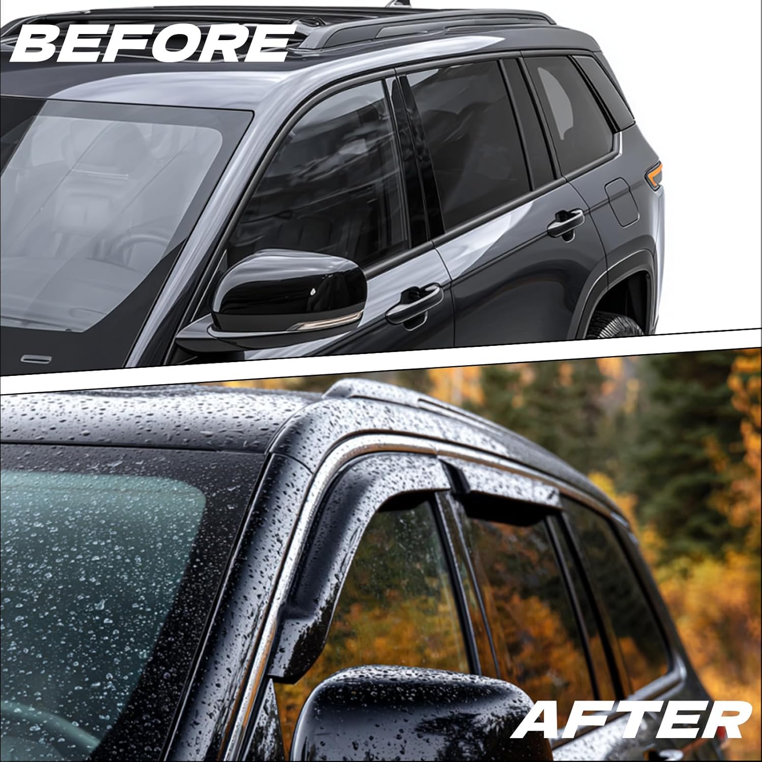 rain guards side window visor vent outside mount fits for jeep grand cherokee 2022 2023 2024 2025