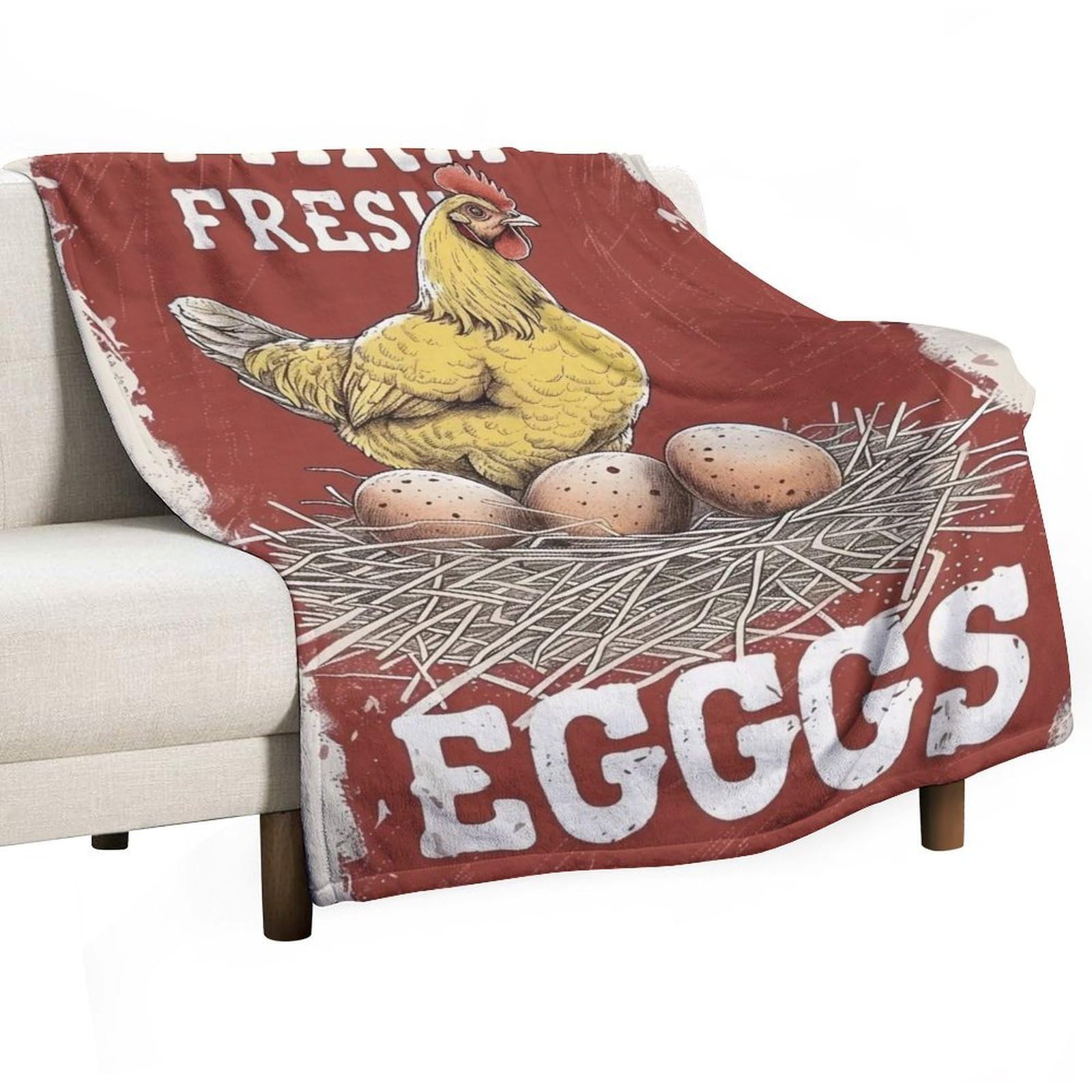 YHGSREUOH Farm-Fresh-Eggs_01 Flannel Blankets Fleece Soft Throw Lightweight Plush Gifts for Couch, Bed, Cozy Sofa Plush, Chair, Lovers 100x130cm(40x50in)