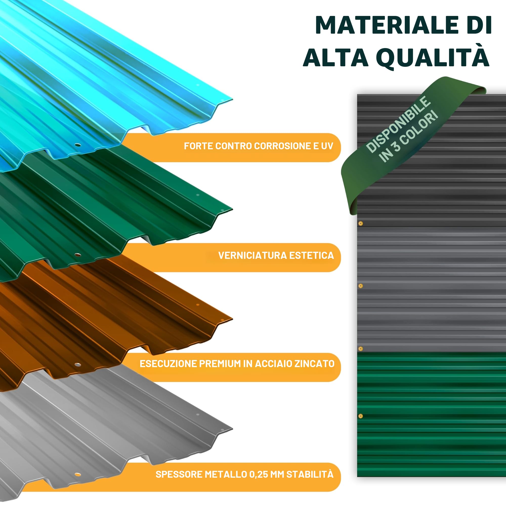 KESSER® - 14 lamiere profilate trapezoidali, 110 x 46 cm = 7 m², lamiera per capannone, in acciaio zincato, 0,25 mm, inclusi guanti per il montaggio, verde