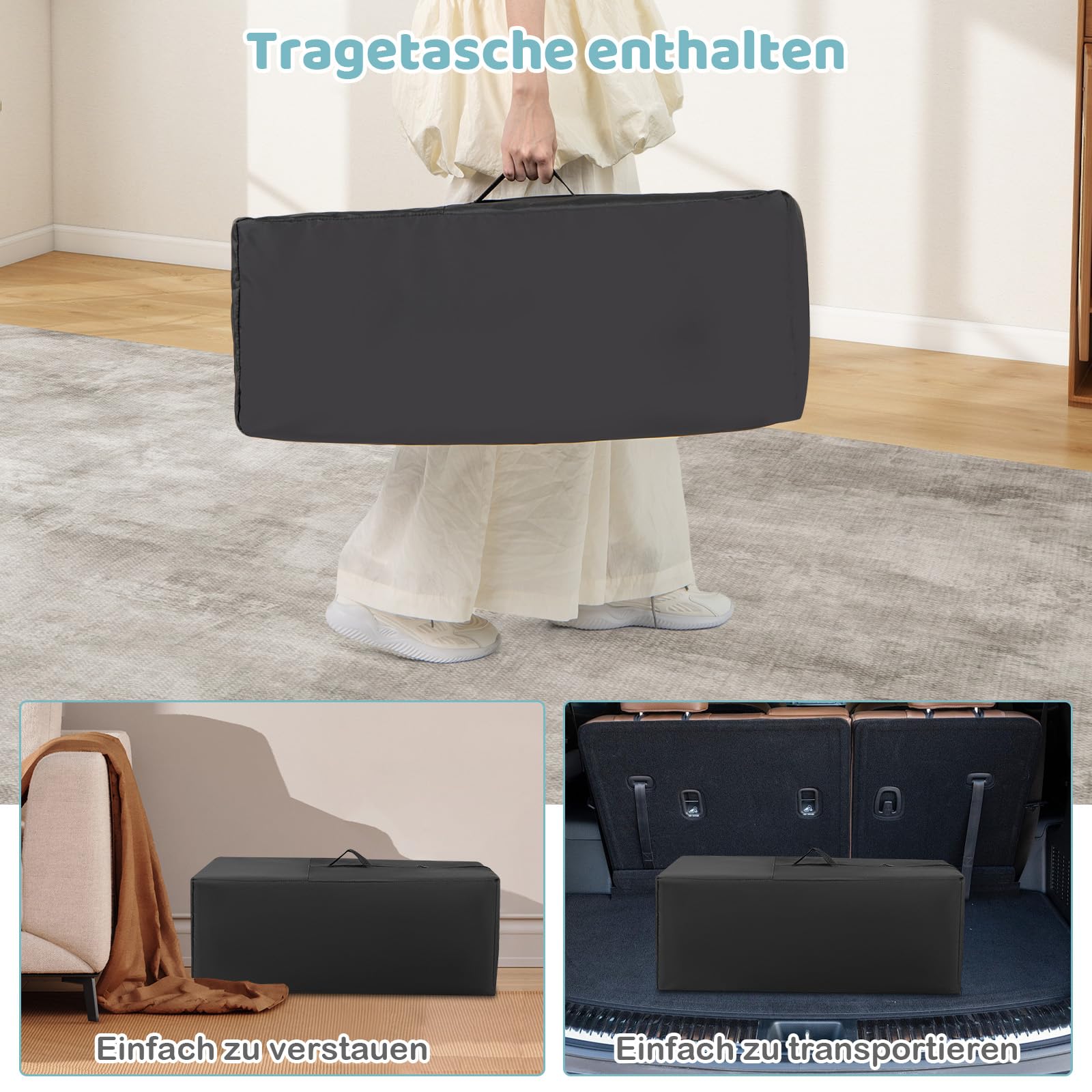 DREAMADE Reisebett mit Matratze,6-in-1 Babybett, Reisegitterbett mit Bassinet, Windelwechsel Tisch, Aufbewahrungstasche, Musikbox, Hängespielzeug, Abschließbare Räder, für 0-36 Monate (Grün)