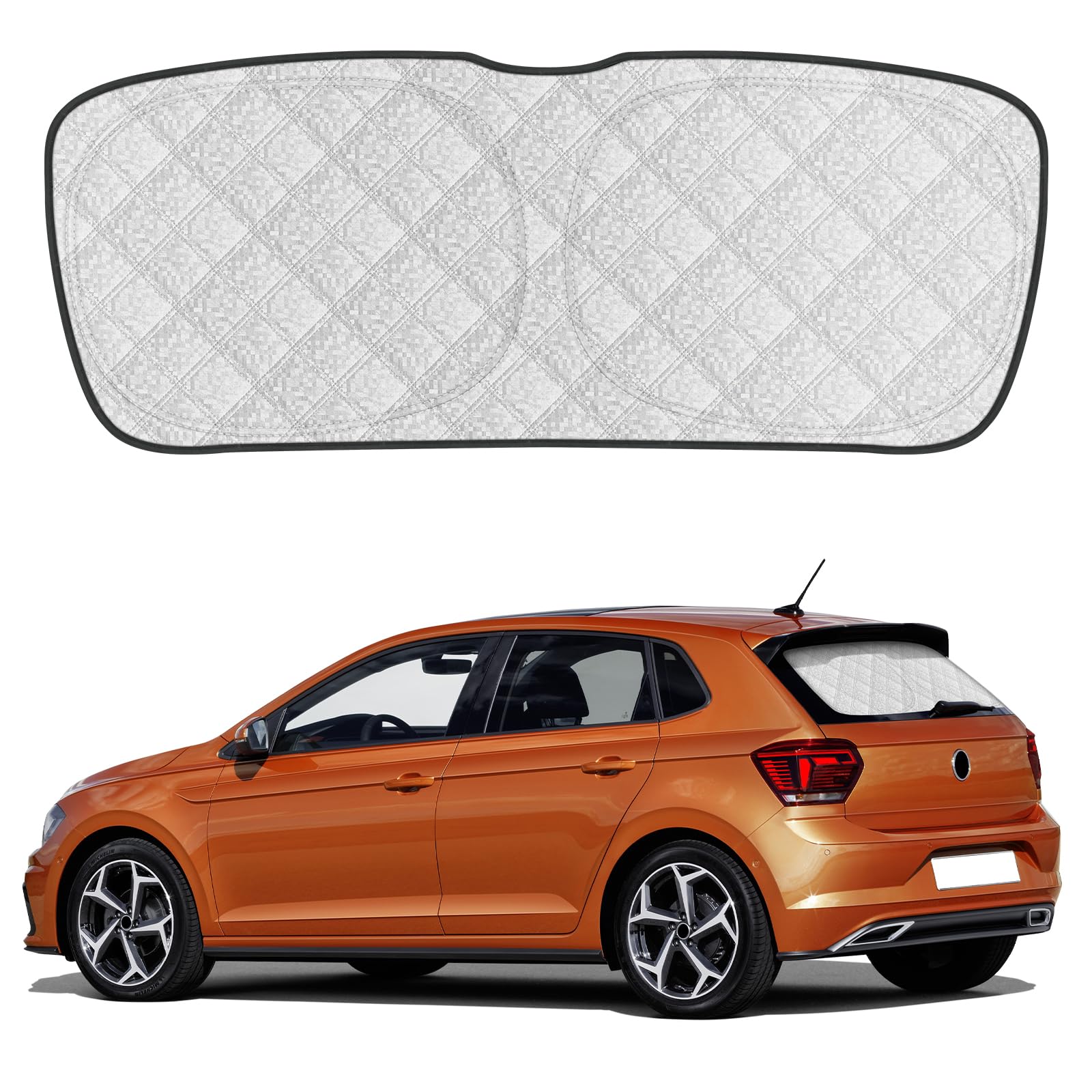 Pare-Soleil de Pare-Brise Arrière de Voiture Remplacement pour VW Polo MK6 2017-2026, Anti-UV Pliant Protecteur, Protection Anti-poussière Réfléchissante Parasol Pliable de la Vie privée
