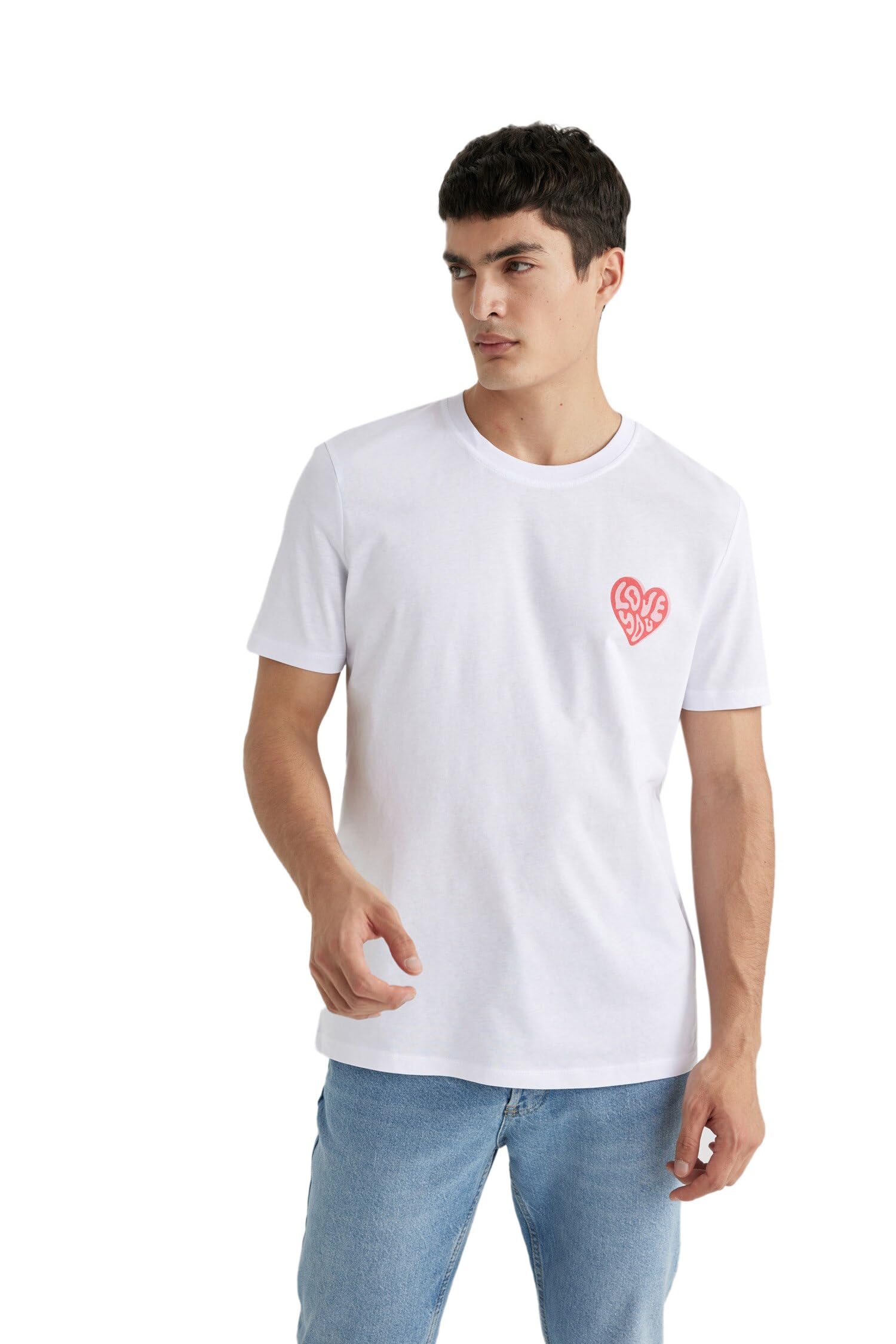 Sevgililer Günü Unisex Kısa Kollu T-Shirt Üniseks Yetişkin Beyaz