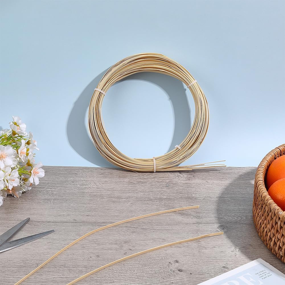 FREEBLOSS 10 Rolls Bamboo Strips for Weaving 0.12inch x 9.8ft Wicker Repair Kit 0.4mm Thick Bamboo Strips for Basket Making for DIY Crafts