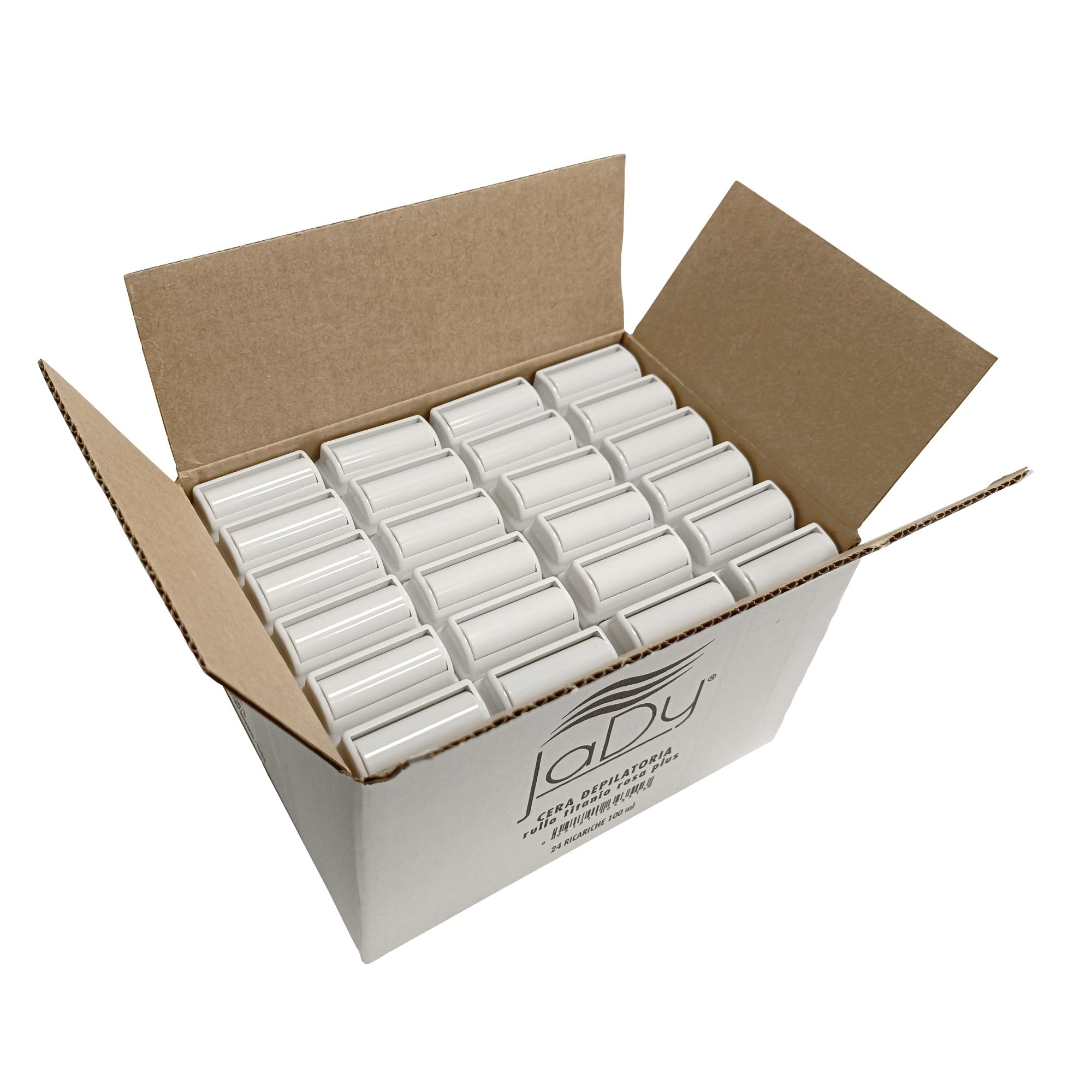 JaDy Cera Depilatoria Roll On Titanio Rosa 100 ml – Pack 24 Cartuchos – Cera Profesional para Depilación con Bandas – Piel Sensible – Uso Estética y Peluquería
