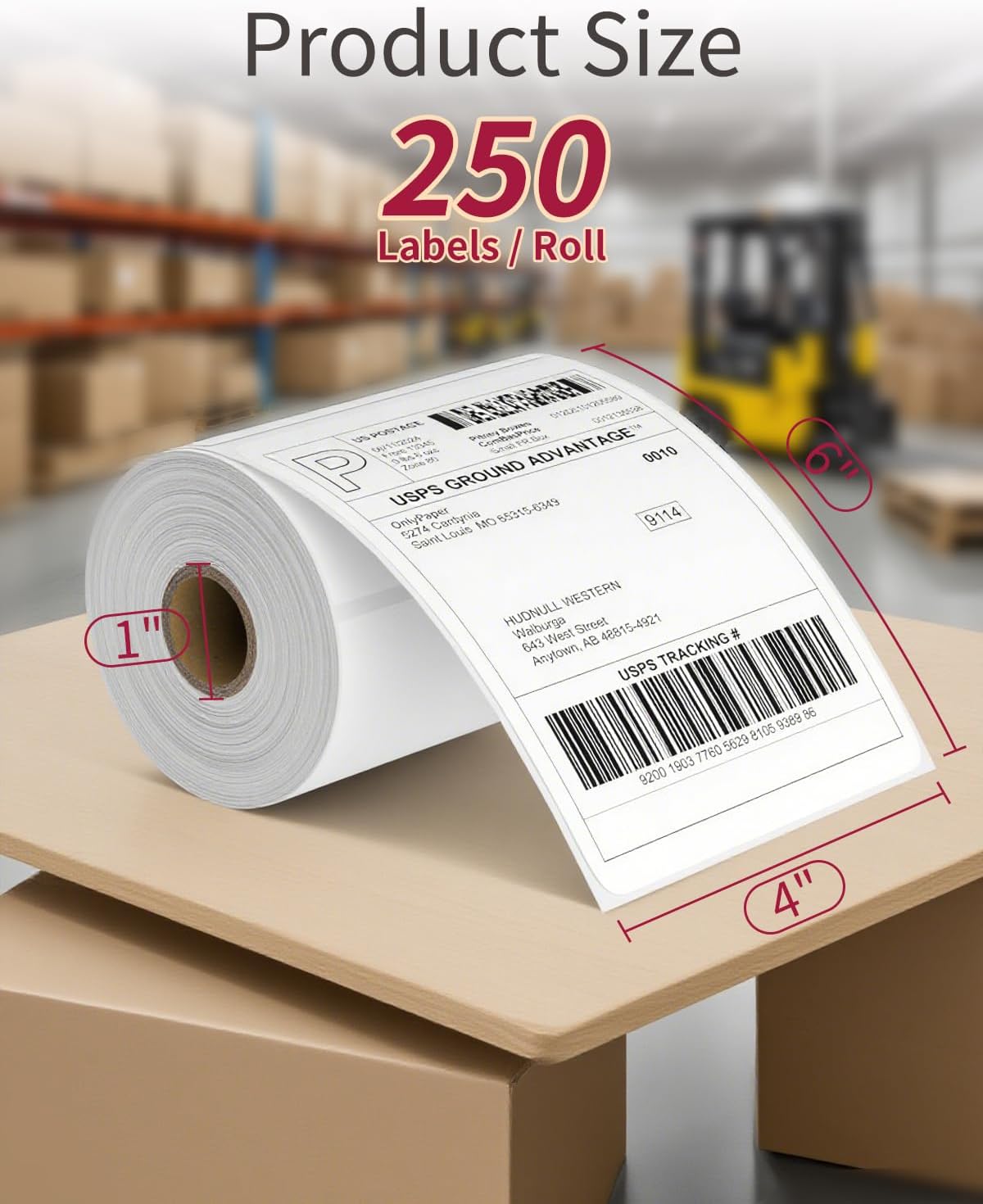 4x6 Thermal Labels Roll – 100 Rolls, 250 Labels/Roll – Perforated & Strong Adhesive Shipping Labels 4x6 – Commercial Grade Thermal Printer Labels for Shipping and Mailing