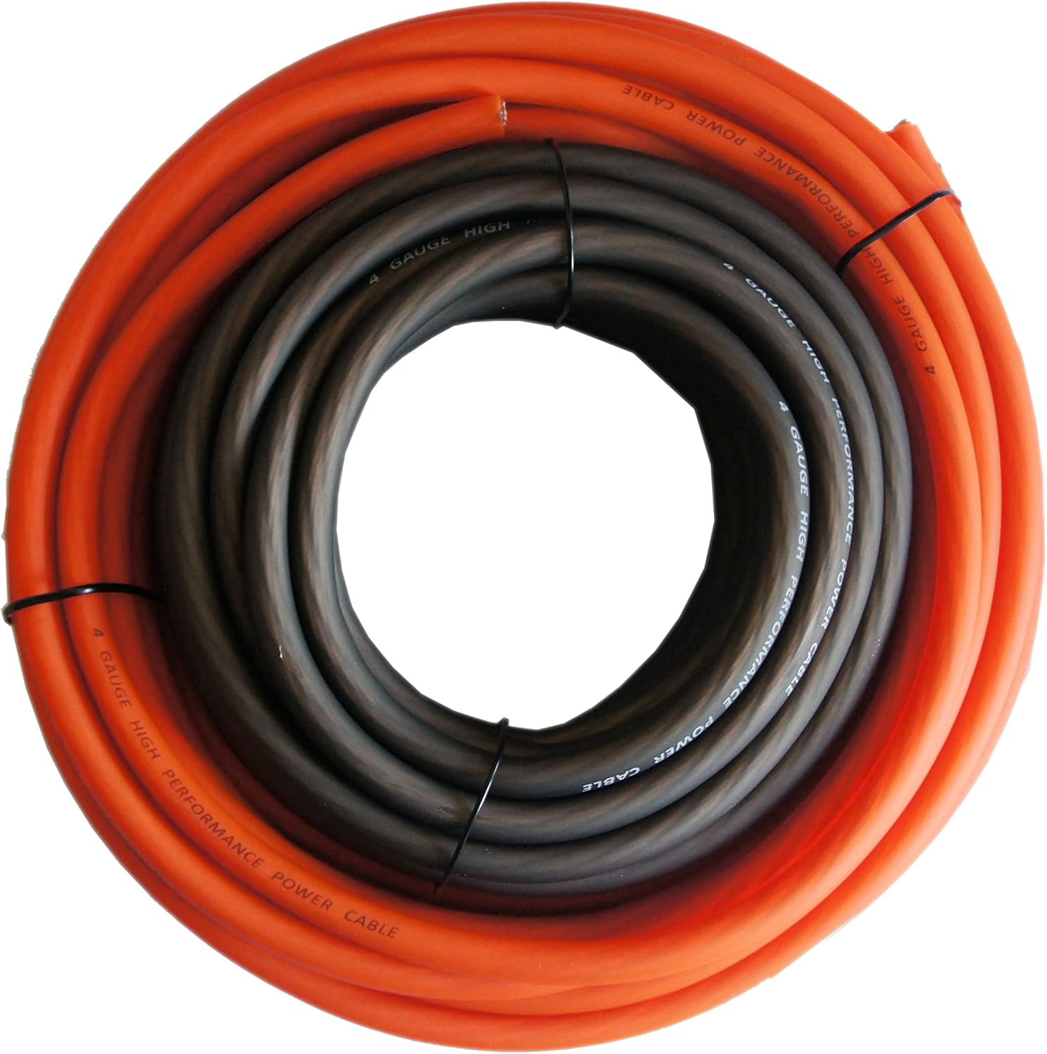 RD True 4 Gauge AWG CCA 25ft Orange Power Wire and 25ft Black Ground Soft Touch Cable Battery Cable, Home Speaker Stereo System, Automotive Use