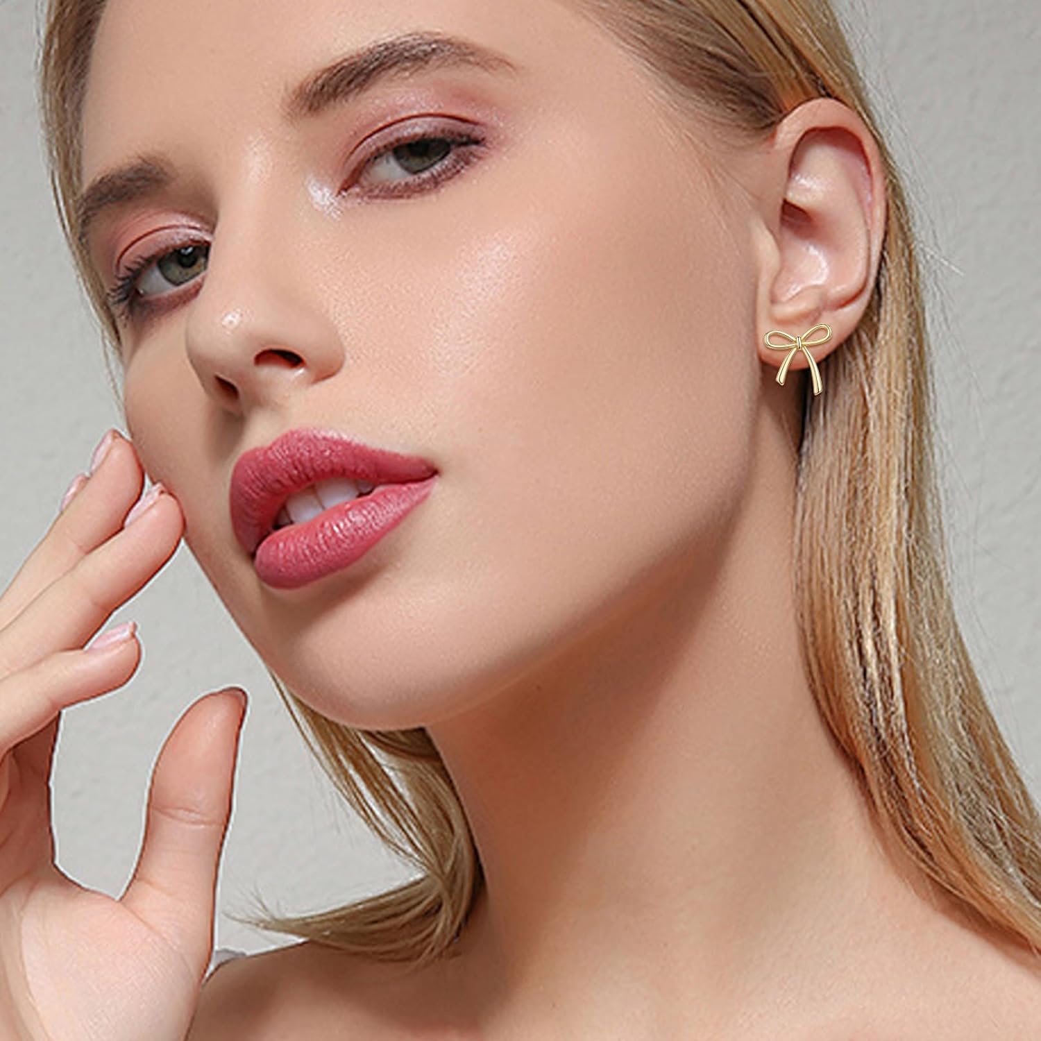 Bow Earrings for Women Simple Shiny Gold Silver Cute Dainty Earrings Tarnish Free Hypoallergenic Chunky Bow Jewelry Gifts for Her - Image 7