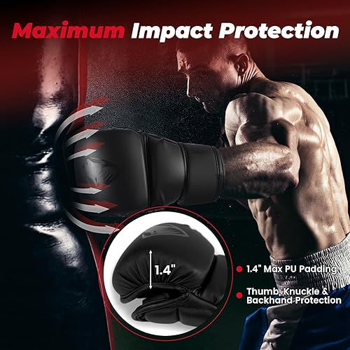 Miniatura 10 de Liberlupus MMA Gloves for Men  Women Martial Arts Bag Gloves Kickboxing Gloves with Open Palms Boxing Gloves for Punching Bag Sparring Muay Thai MMA