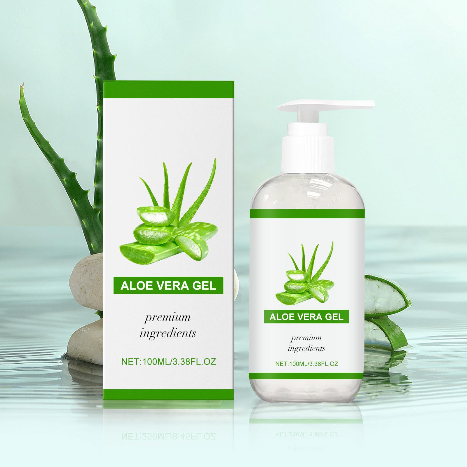 Aloe Vera Żel, 100% Czysty 100 ml - Organiczny żel Aloe Vera do twarzy ciała i włosów, naturalny po słońcu Nawilżacz
