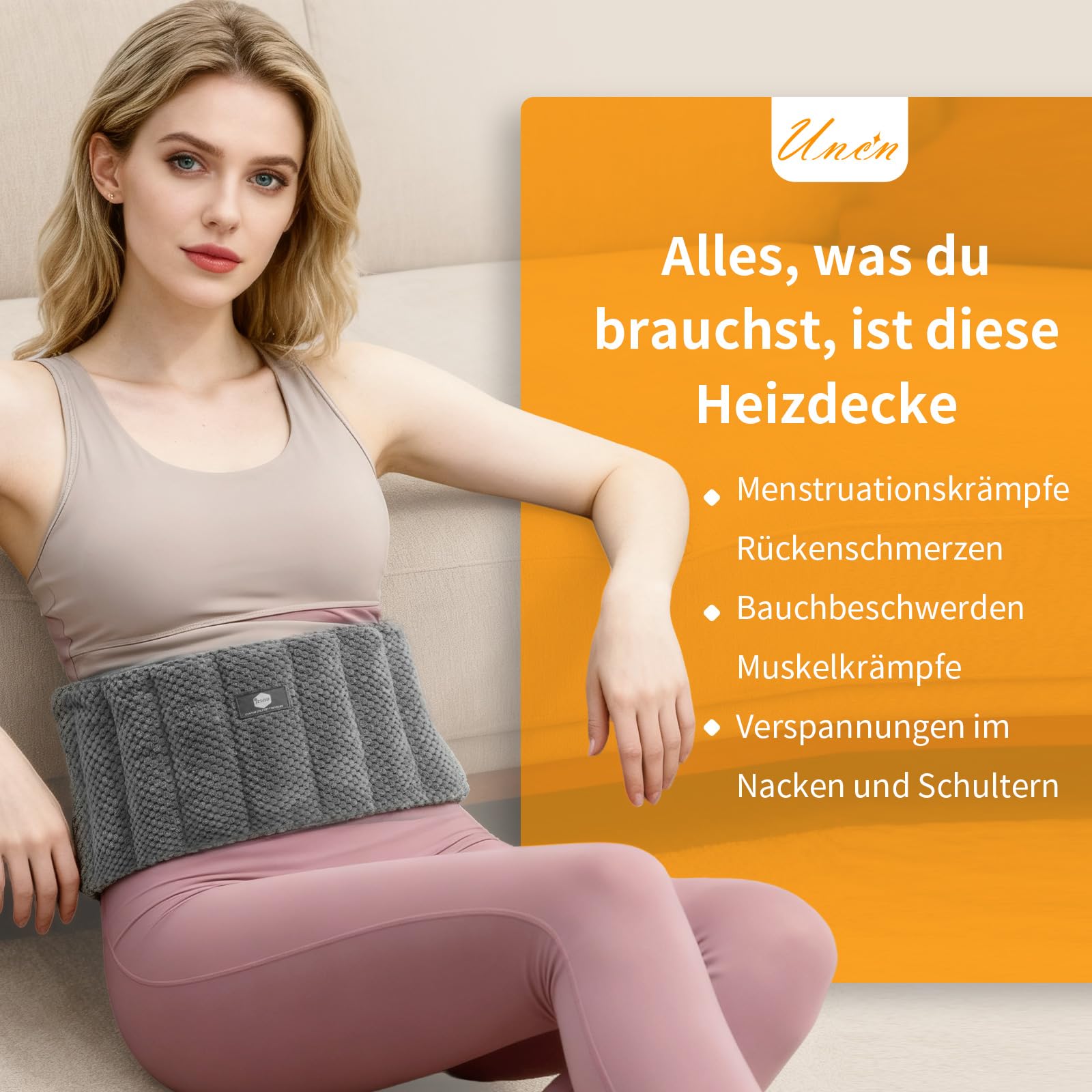 uncn Kirschkernkissen Rücken 78x19 cm - 1KG, Mikrowelle Heizkissen mit 86 cm Verlängerbarem Gurt – Flexibel Für Jede Körperpartie, Groß Körnerkissen mit Duft
