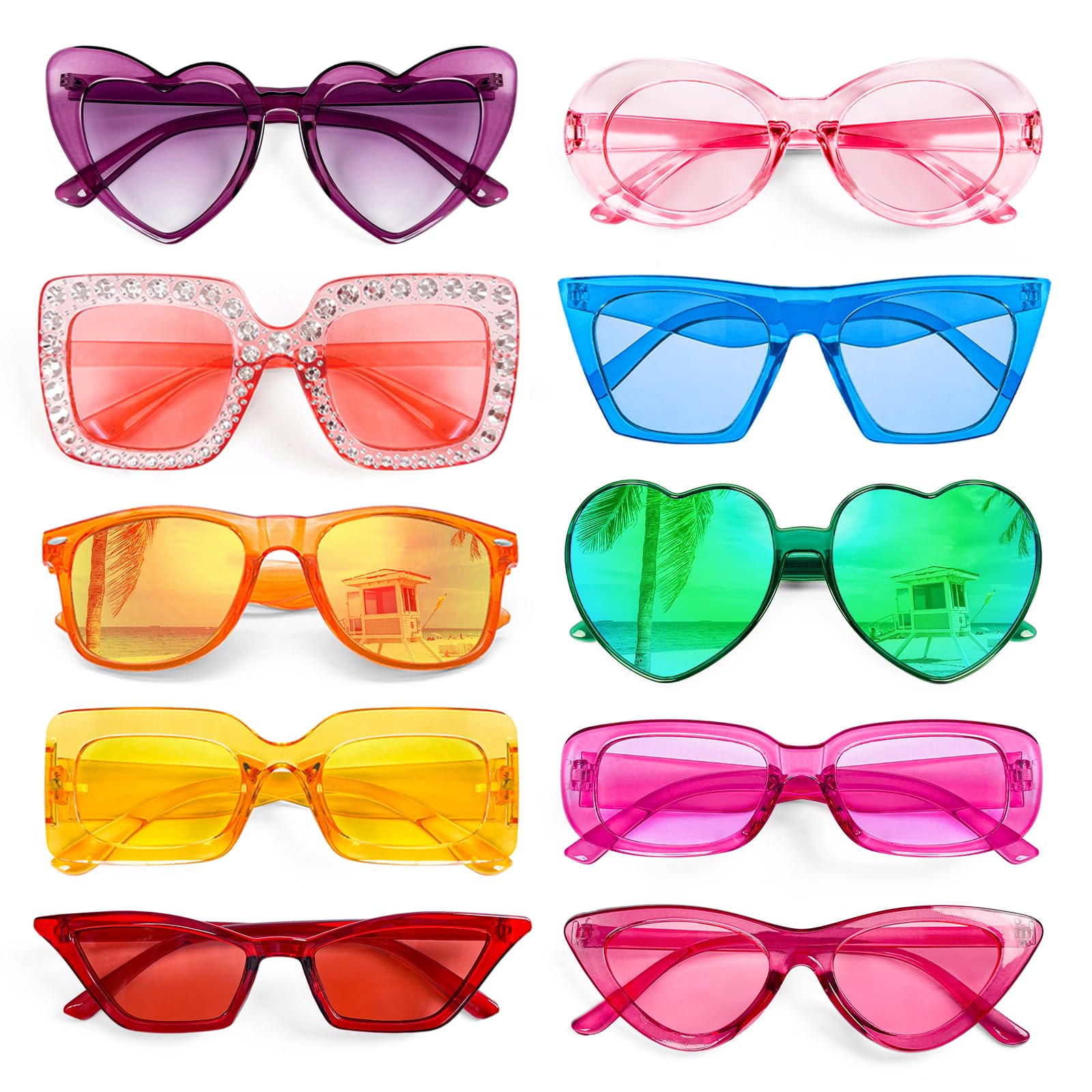 Geopty 40 Pack Colorful Rectangle Sunglasses Bulk – Y2K Fashion Sunglasses, Plastic Frame, Resin Lens, 52mm