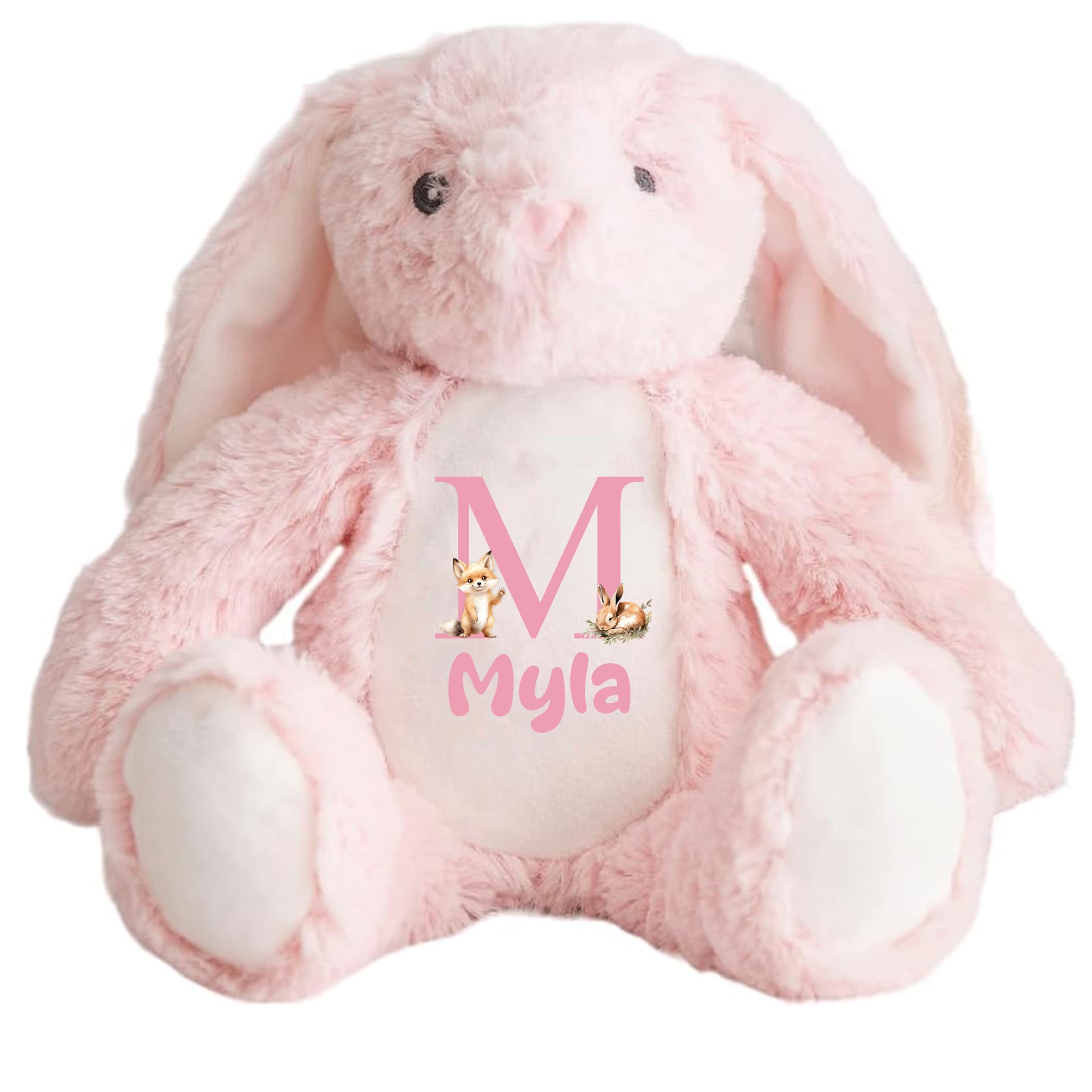 Personalised Teddy Bear Baby Boys Girls Bunny Rabbit Unicorn Name Newborn Gift (Pink Rabbit) โ image 1