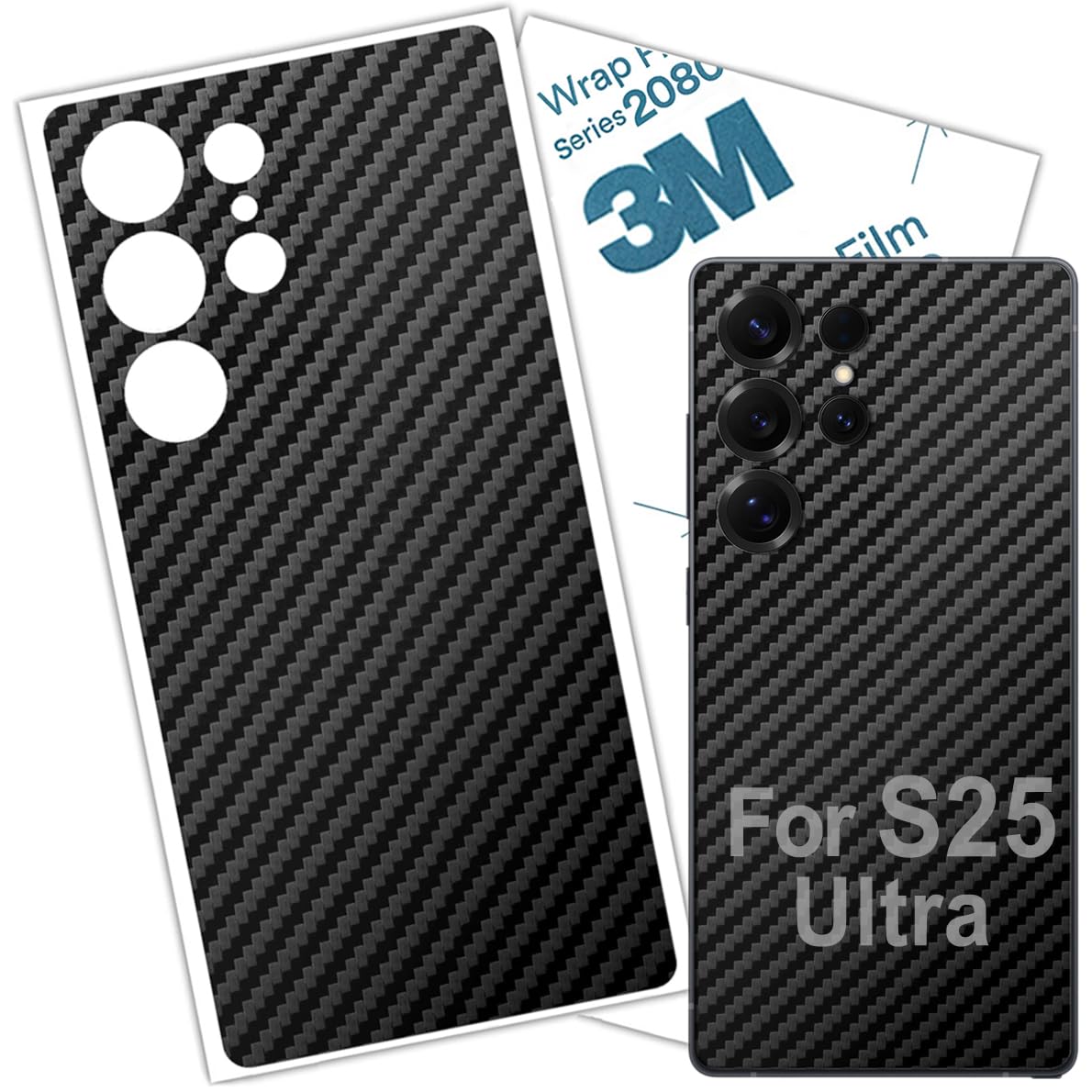 S25 Ultra Skin Wrap 3M Film Protective Back Glass for Galaxy S25 Ultra Skin (Carbon Fiber)