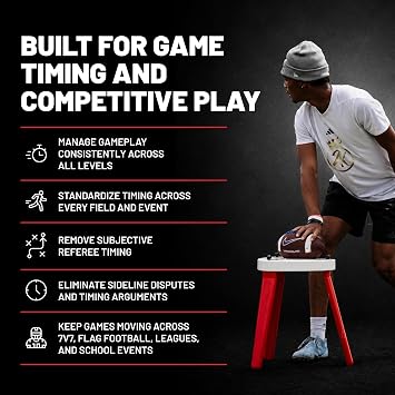 Gamebreaker QB-TEE - Football Quarterback Training Tee with Programmable Timer, Loud Indoor/Outdoor Buzzer, Lightweight Portable Design, and Two Position Ball Cradle