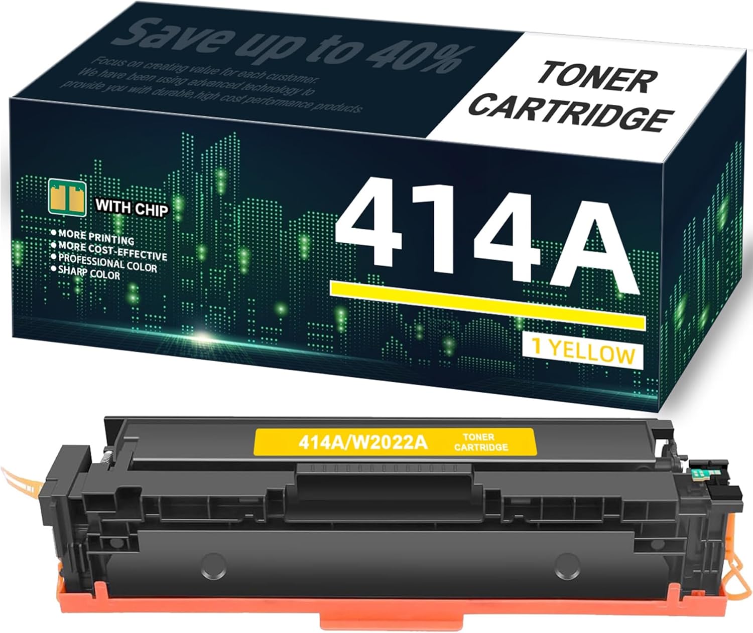 414A Yellow Toner Cartridge 1 Pack (with Chip) Replacement for HP 414A Yellow Toner Cartridge Color Pro MFP M479fdw M479fdn M454dw M454dn M479dw Enterprise M455dn M480f Printer W2022A