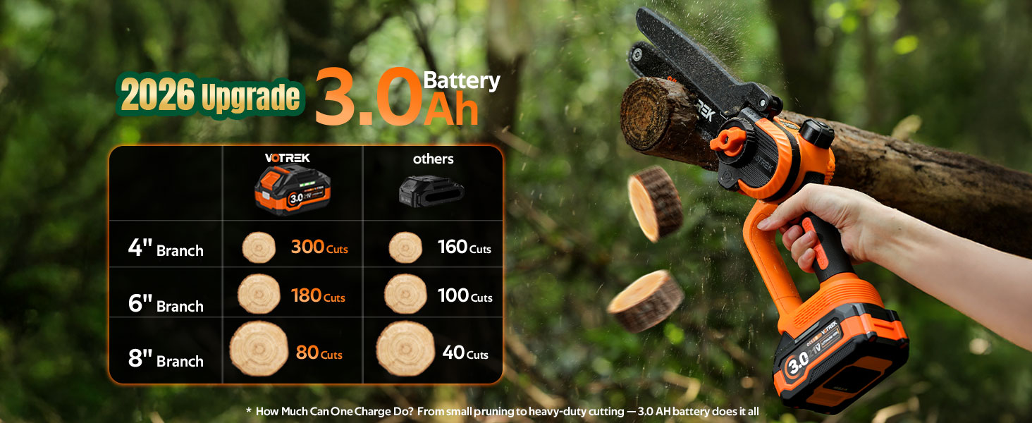 Amazon.com : VOTREK® 8-Inch Mini Chainsaw Cordless, 3.0Ah Battery