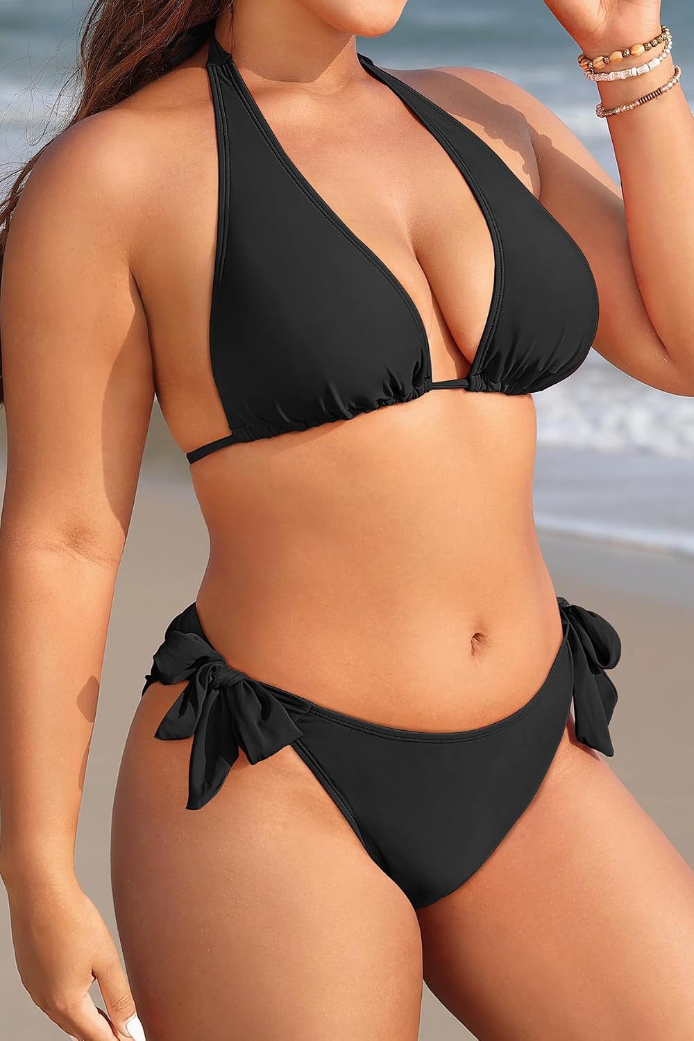 Women Plus Size Bikini Set Two Piece Sexy Swimsuit Tie Side Halter Bathing Suits