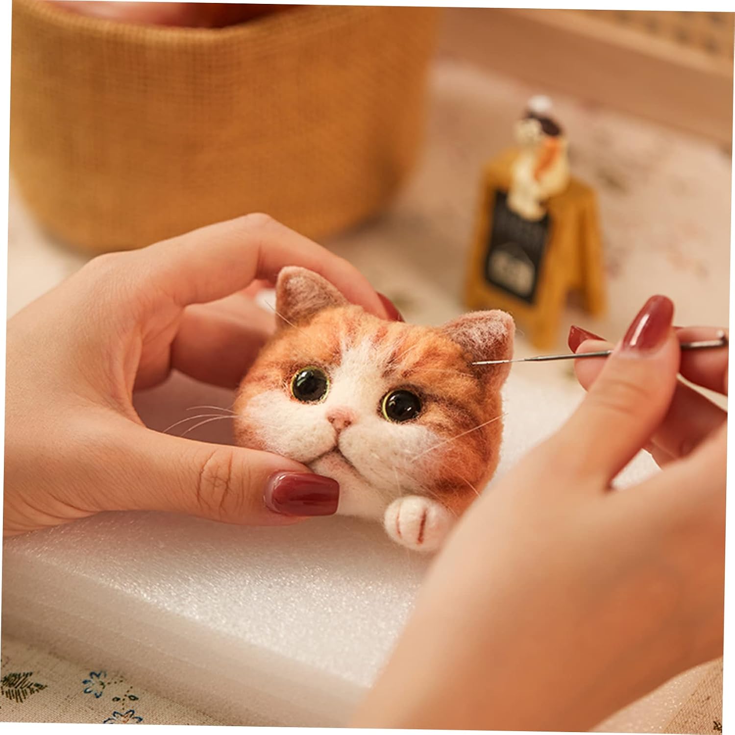 Tofficu 2pcs Felting Punch Needle Kit Embroidery Tool for Needle Felting for Crafting Decorations and Patches for Beginners and Holidays