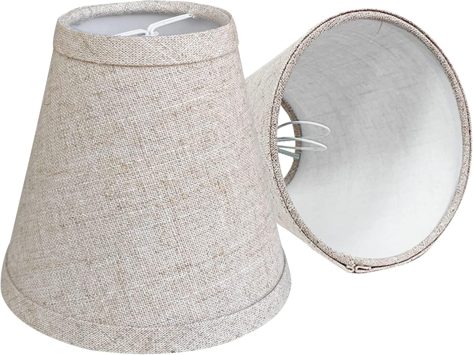 ALUCSET Double White Small Lamp Shade Clip On Bulb Set of 2 for