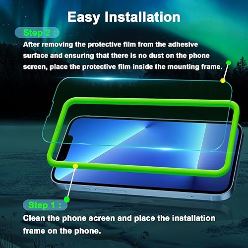 Miniatura 7 de Protector de pantalla de luz azul para iPhone 16e iPhone 13, iPhone 13 Pro y iPhone 14 (6.1 pulgadas), película de vidrio templado de protección
