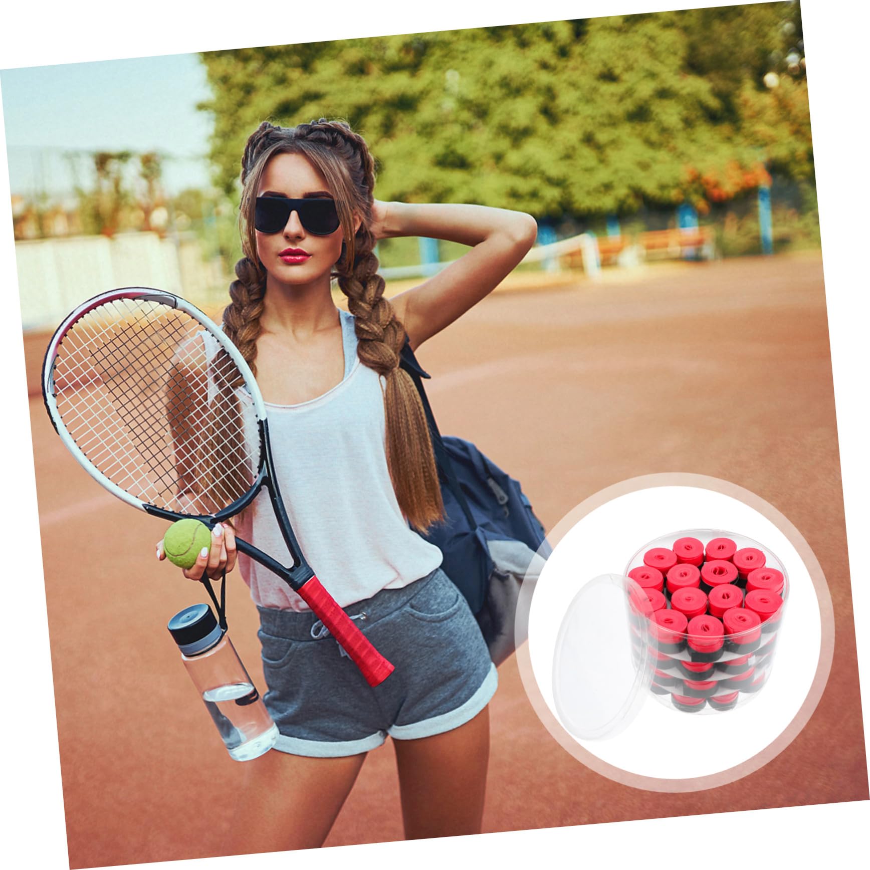 Cintas para Raquetas de Bádminton Antideslizantes Rojas 60 Unidades de PU Elásticas Absorbentes de Sudor para Tenis, Pádel y Deportes de Raqueta, Uso Deportivo y Recreativo