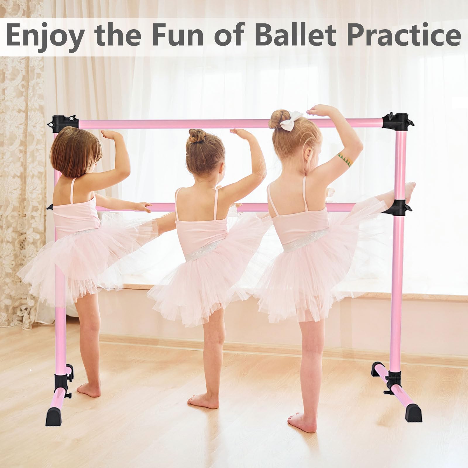 Barra de ballet independiente ajustable con almohadillas antideslizantes, doble barra portátil para entrenamiento en casa