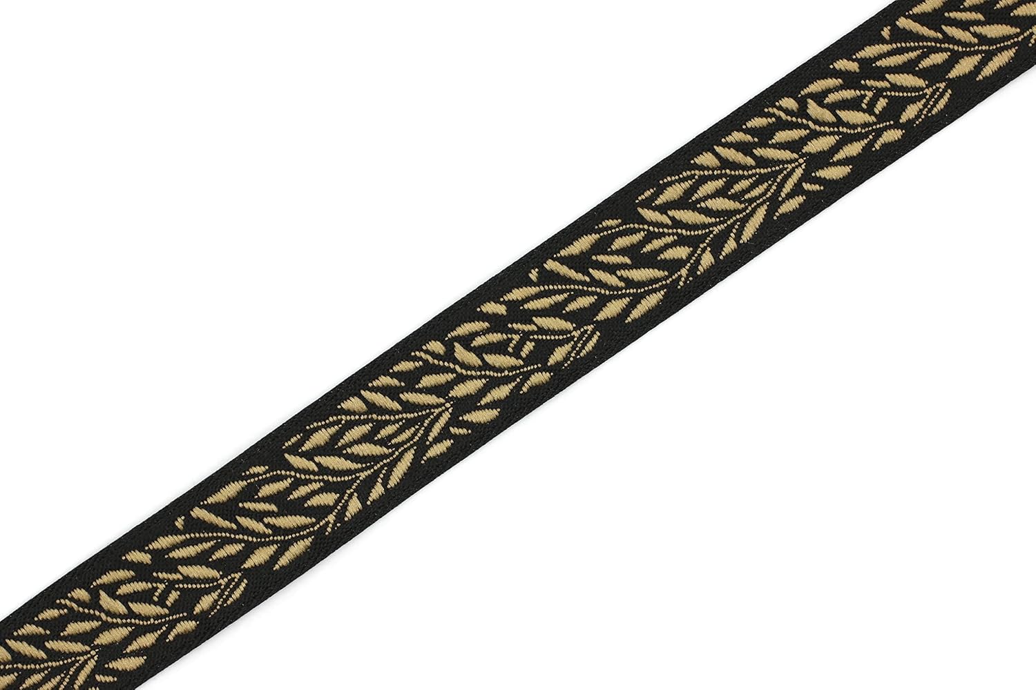 11 Yard Spool 0.79" Wide Black & Bronze Leaf Tendril Jacquard Ribbon Woven Trim Upholstery Fabric Sewing Trims 20270 V10
