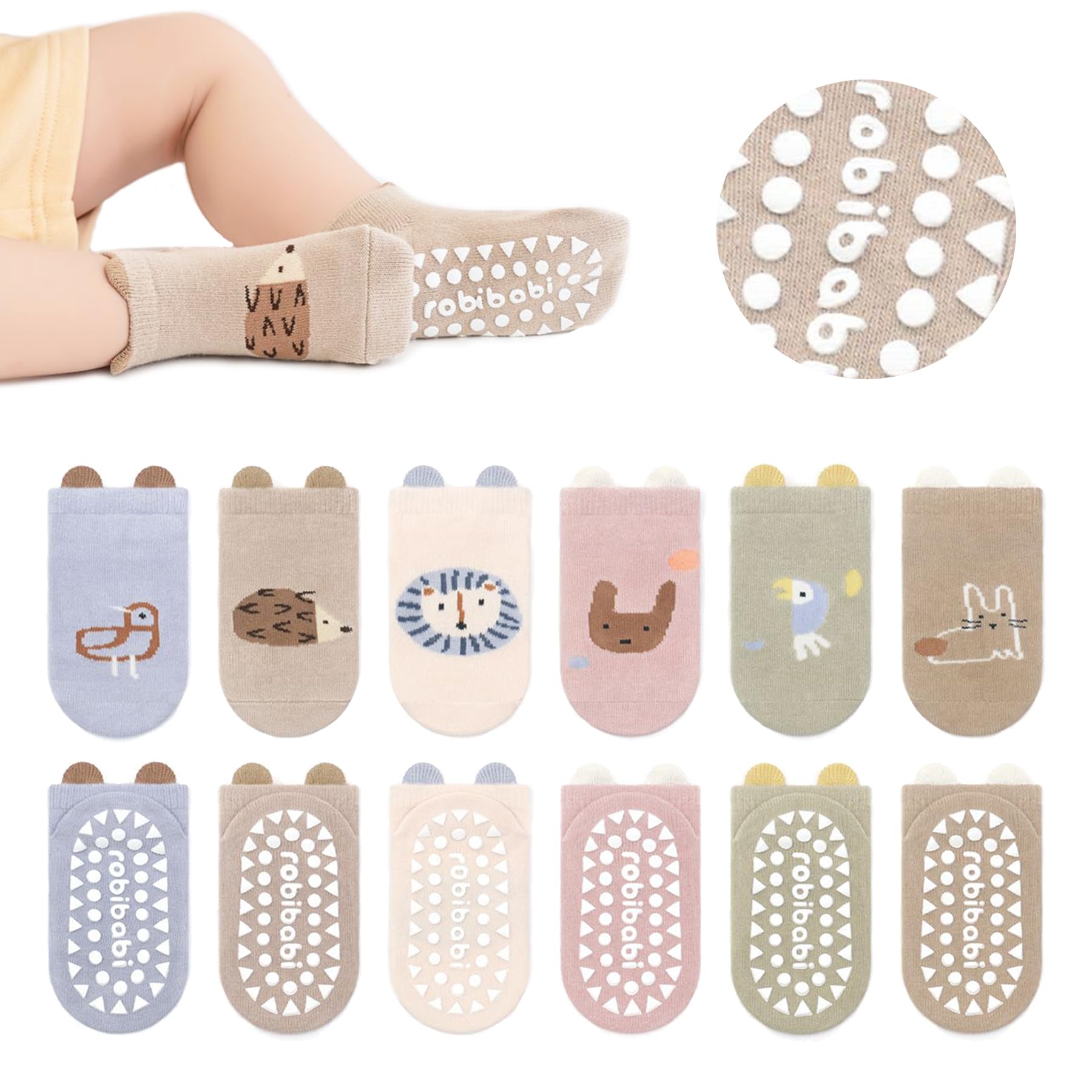 Bebé Antideslizante Tobillo Calcetines De Dibujos Animados Lindo Agarre Calcetines Para Bebés Niños Niños Niñas Multicolores 6 Par — view 11