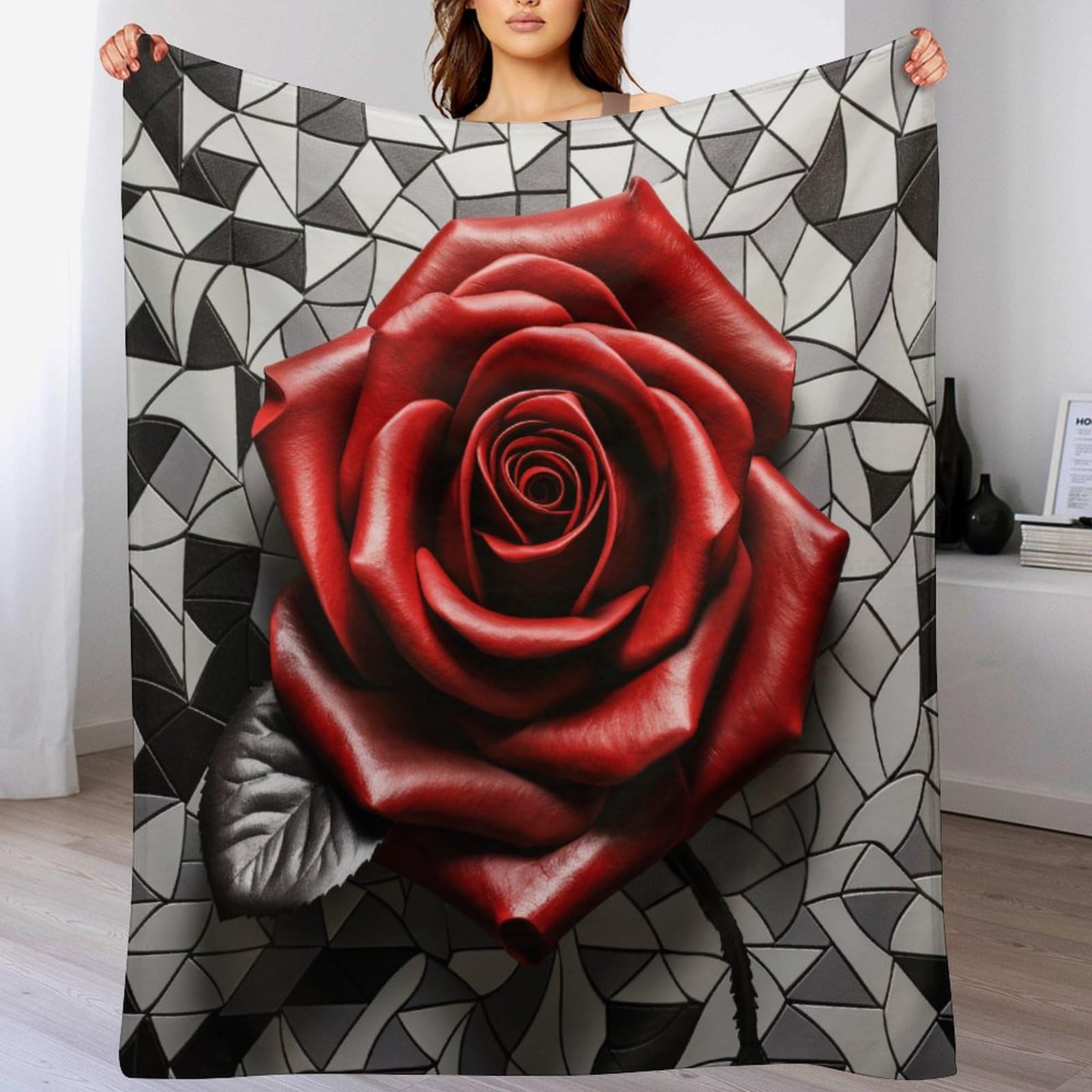 Couverture polaire rose 100x130, plaid flanelle chaud et épais pour lit et canapé