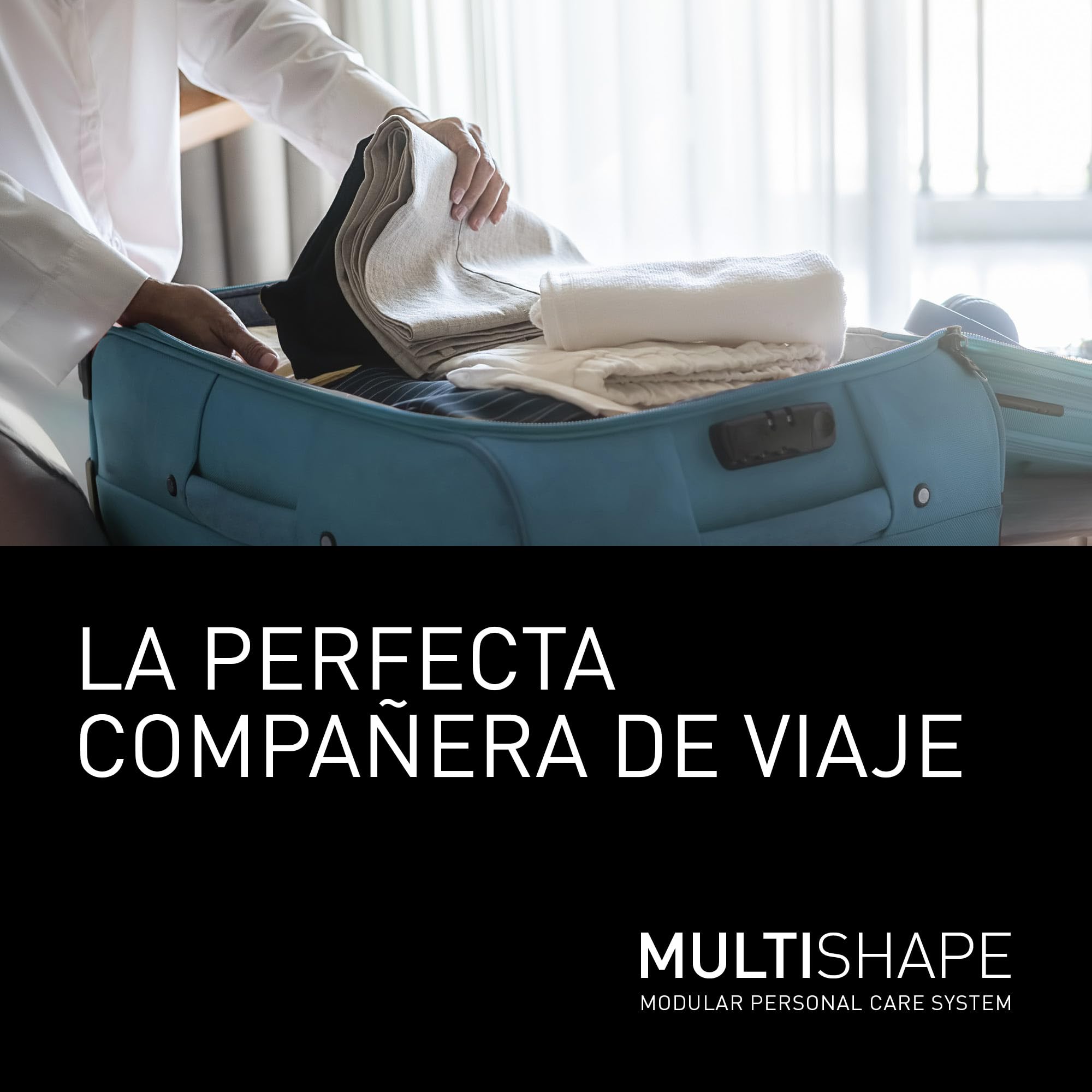 Panasonic ER-CKL3-A301 MULTISHAPE [Sistema de Cuidado Personal] Cortadora De Cabello, Unidad Principal y Cabezal De Cabello, 15 Configuraciones Longitud, 4 Accesorios, Batería Iones De Litio, Negro