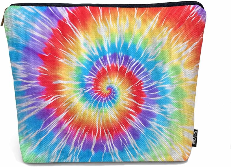 Necessaire Kalygon Tie Dye em linho com zíper, 23 x 18 x 0,51 cm