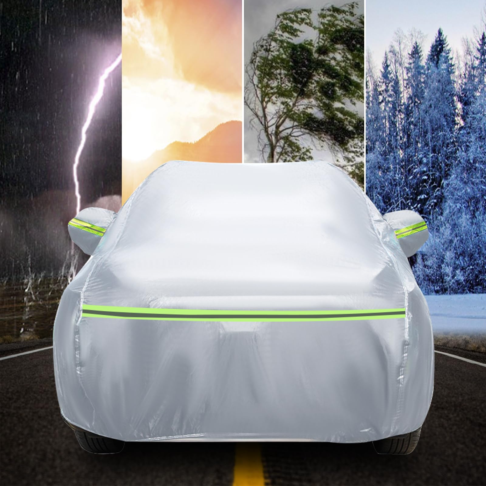 Funda de Coche Reemplazo para VW Touran 2003-2024, Impermeable Plata Cubierta de Garaje Completa con Puerta con Cremallera para Nieve, Lluvia y Protección contra Todo Tipo de Clima