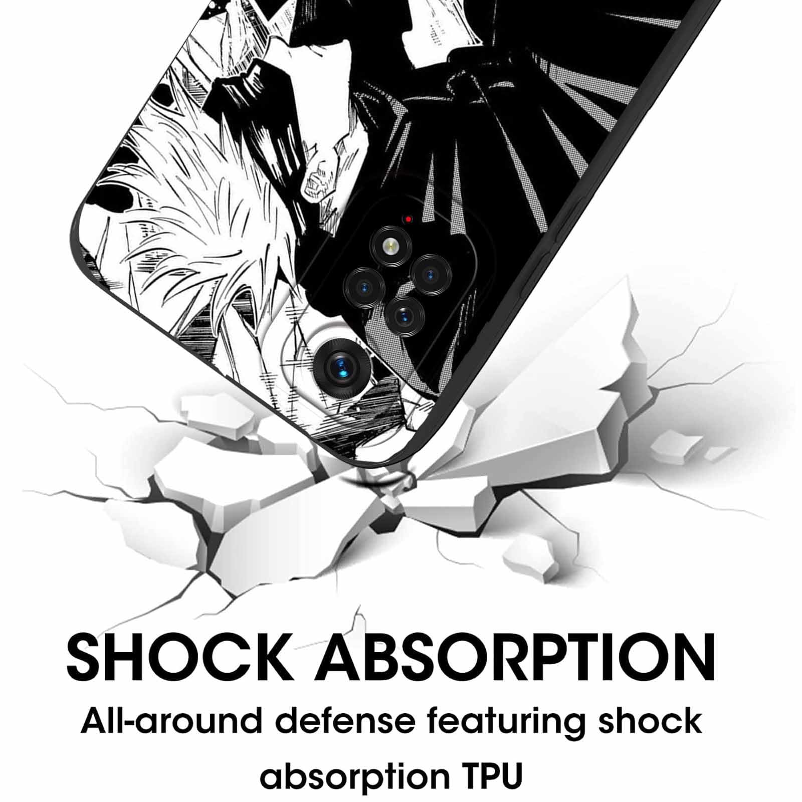 LYUBFDC 2 Pièces Coque Pour Xiaomi Redmi Note 11S(4G)/ Note 11 6.43'', Avec Anime Motif Gojo Satoru Itadori Yuji Manga Antichoc TPU Protective Objectif Caméra Housse Étui De Téléphone Case, 02