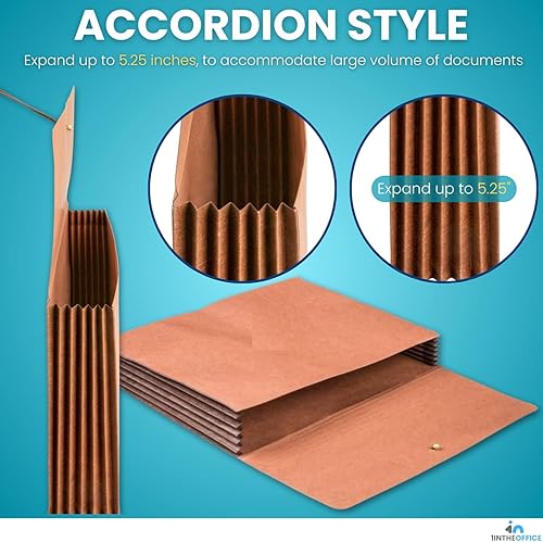 Miniatura 3 de 1InTheOffice Cartera expandible con solapa y cierre de cordón, expansión de 5-1/4 pulgadas, tamaño carta, redrope, paquete de 2