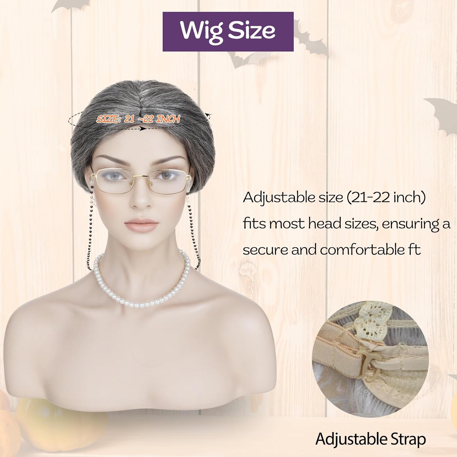SEGO SEGOHAIR Old Lady Wig for Women, Granny Costume Dress With Accessories 10 Pieces, Perfect for 100 Days of School Costume