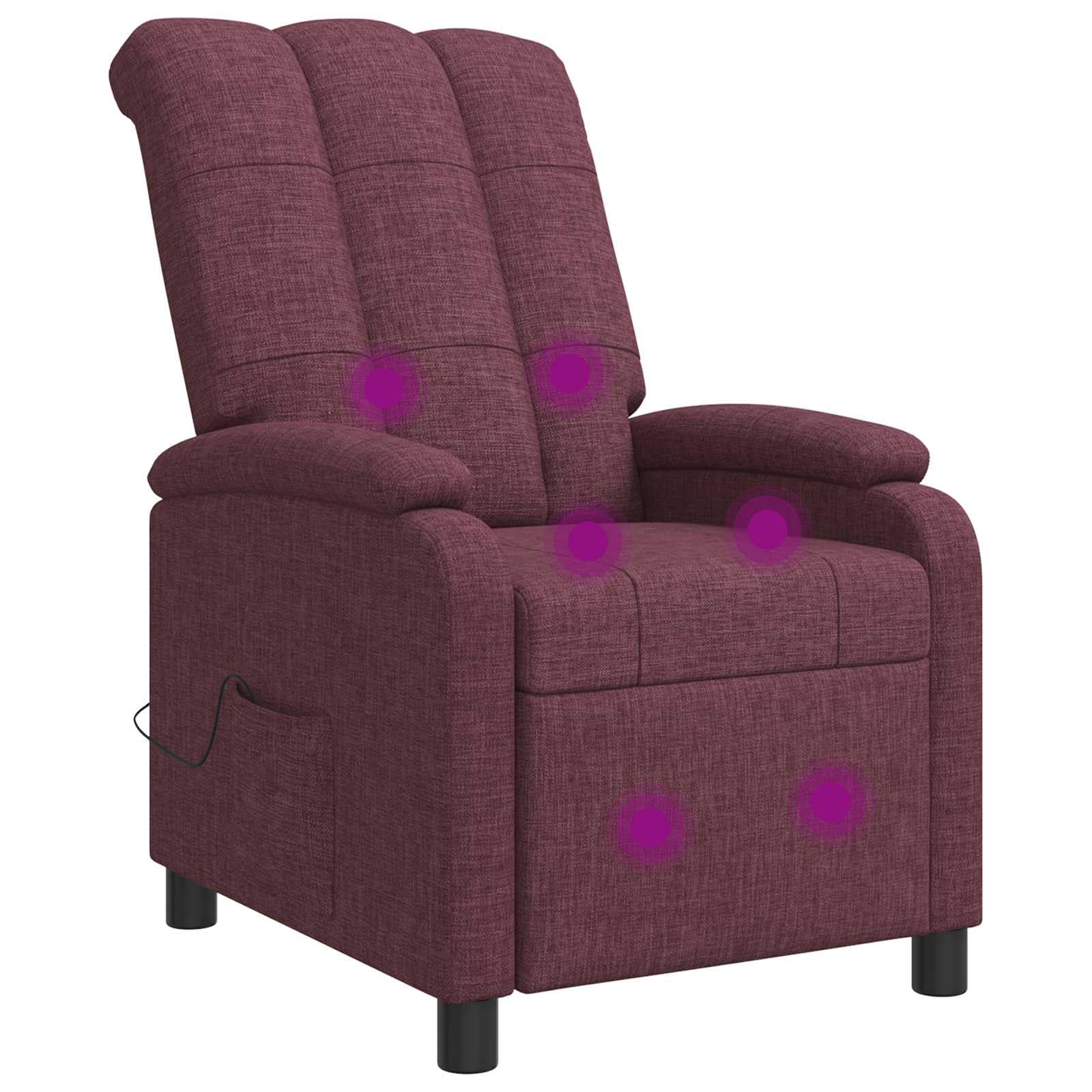 Poltrona relax in tessuto viola con inclinazione regolabile 115-160