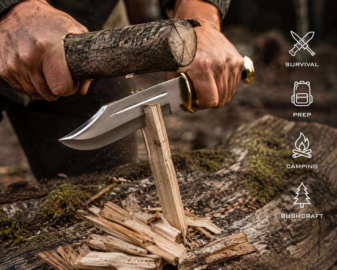 Novahaven Handmade Large Crocodile Hunting & Camping Bowie Knife with Leather Sheath Big Survival Fixed Blade Knife with Leather and Black Micarta Handle for Outdoor Camping Knives For Men