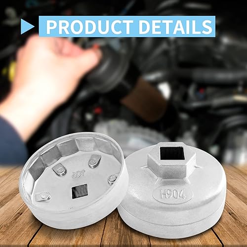 Miniatura 3 de Bonsicoky 79mm 15 estrías Llave de filtro de aceite, herramienta de extracción de filtro de aceite tipo tapa, llave de filtro de aceite de aluminio