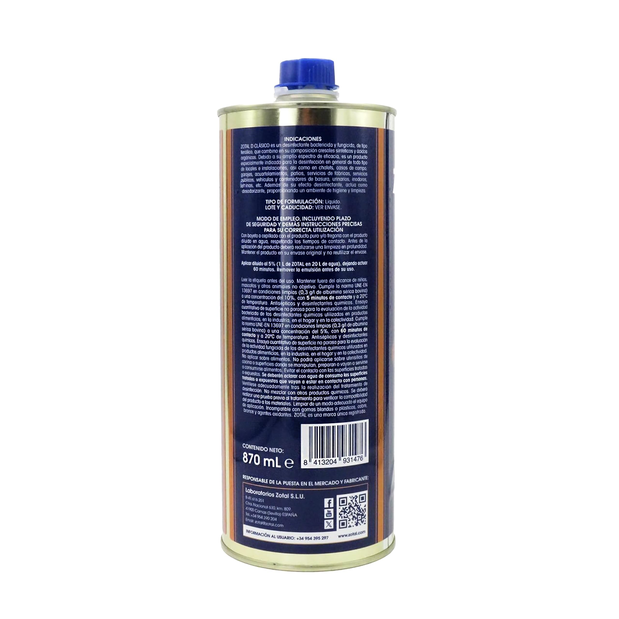 Zotal Desinfectante Microbicida Fungicida Desodorizante 870 ml