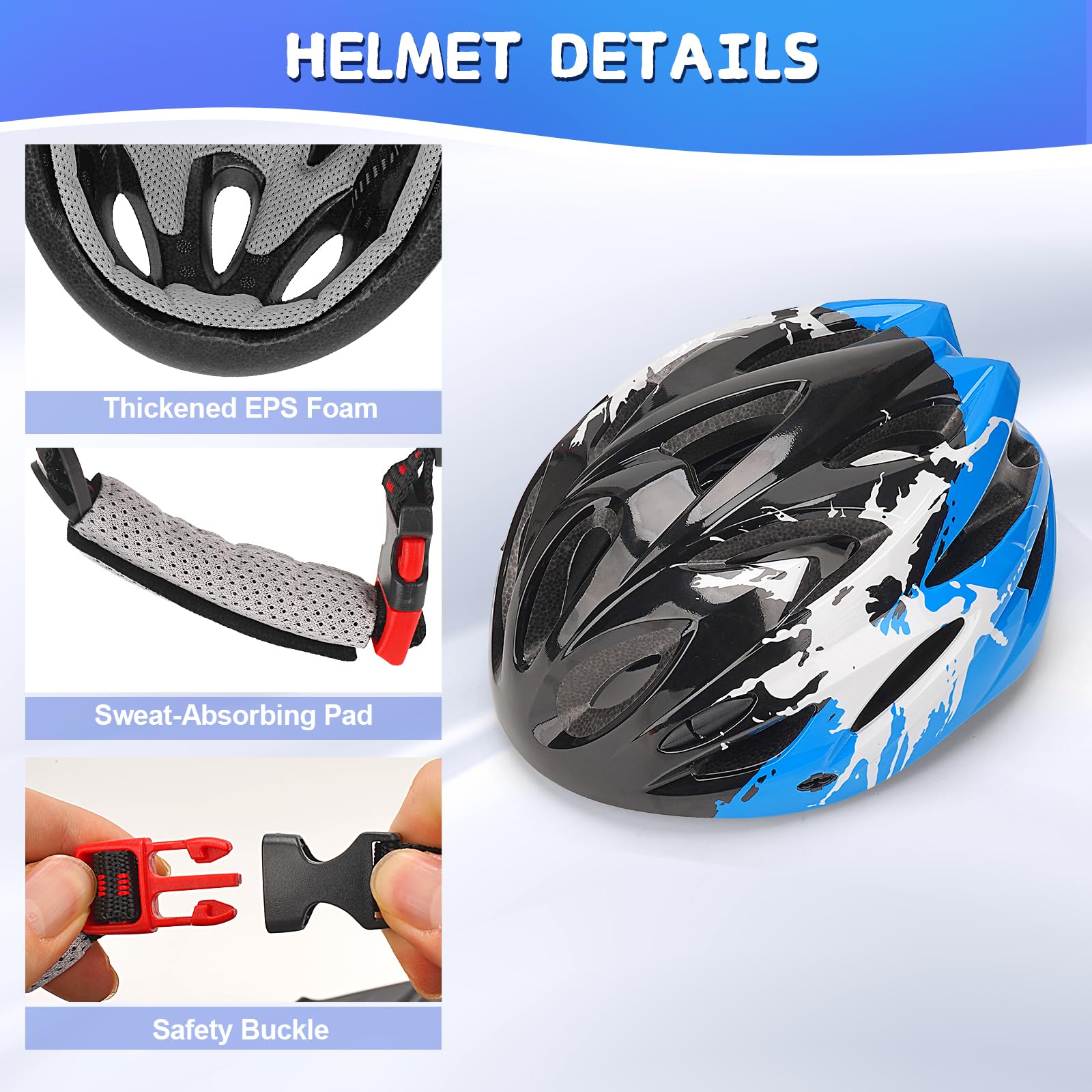 Casco Bici Bambino Regolabile 50-58 cm per 3-14 Anni