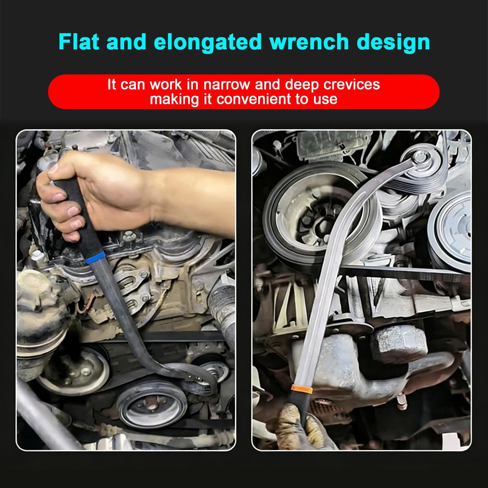 Kit de herramientas de reparación de correas automotrices – 15 llaves de motor ajustables con tensores tensores de poleas, juego duradero de mantenimiento de automóviles | Aplicación de servicio de po